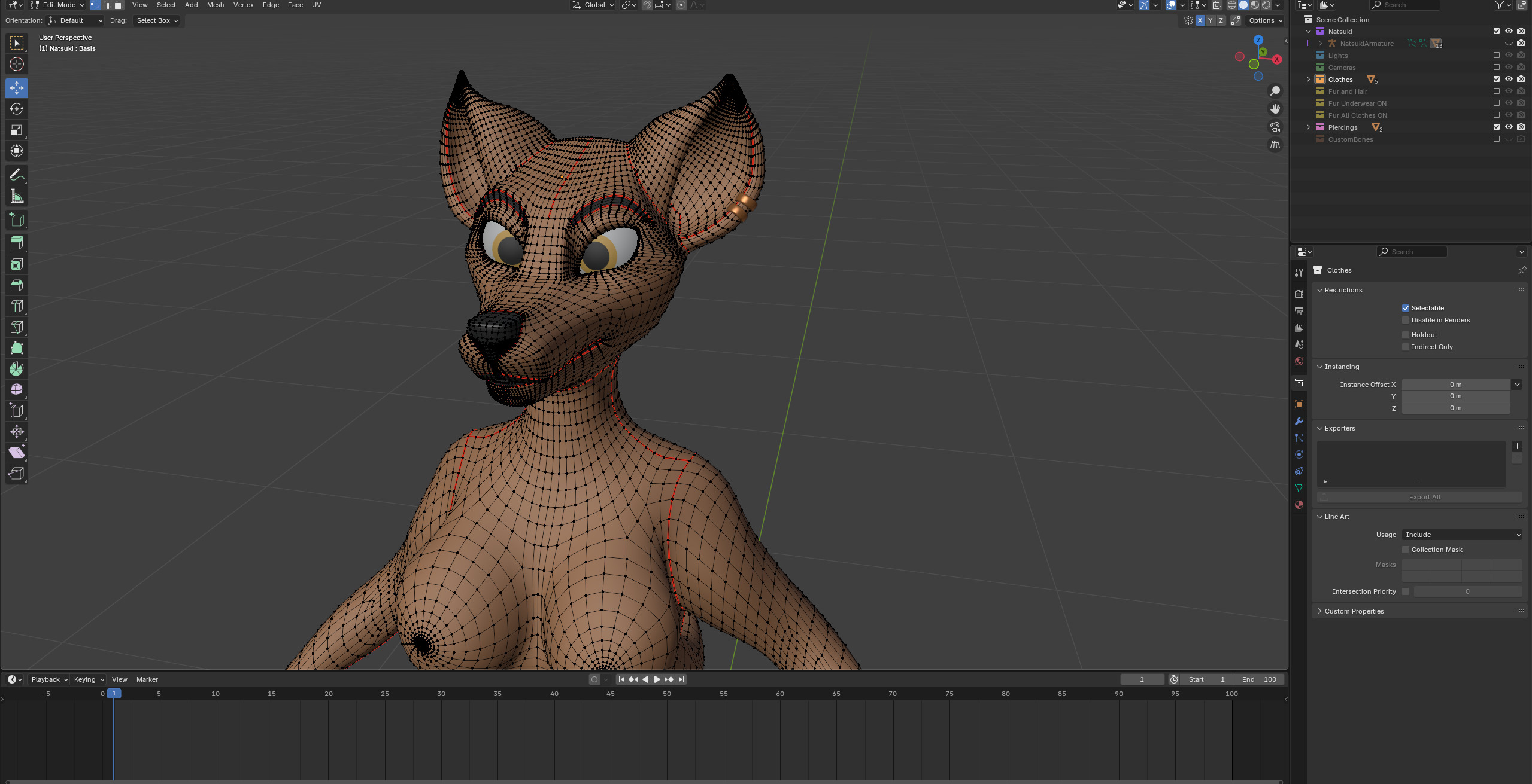Natsuki Anthro Fox Low-poly 3D model_66