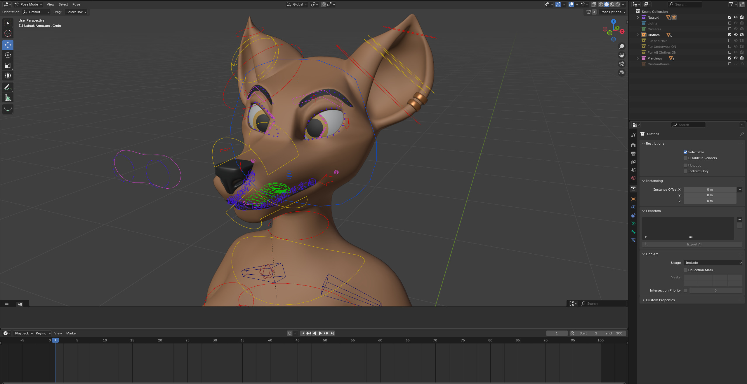 Natsuki Anthro Fox Low-poly 3D model_58