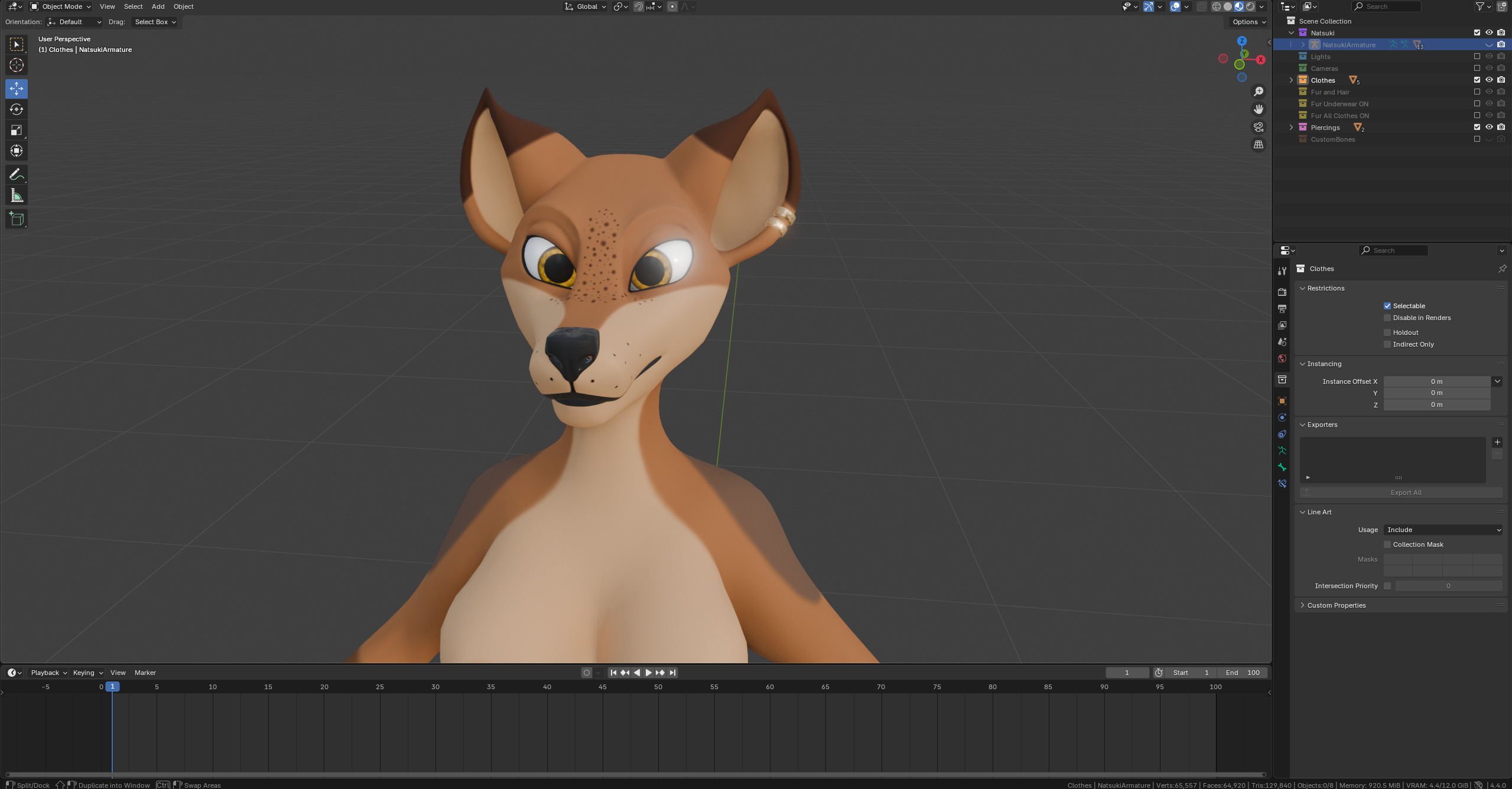 Natsuki Anthro Fox Low-poly 3D model_60