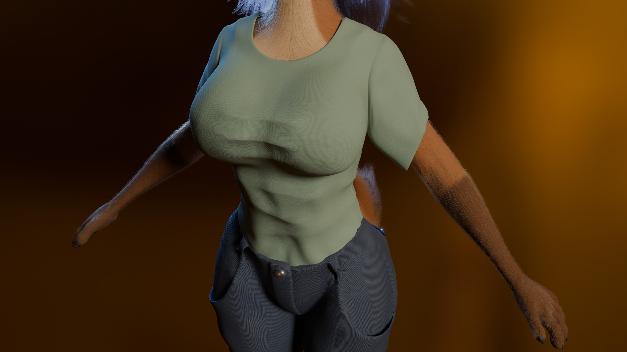 Natsuki Anthro Fox Low-poly 3D model_41