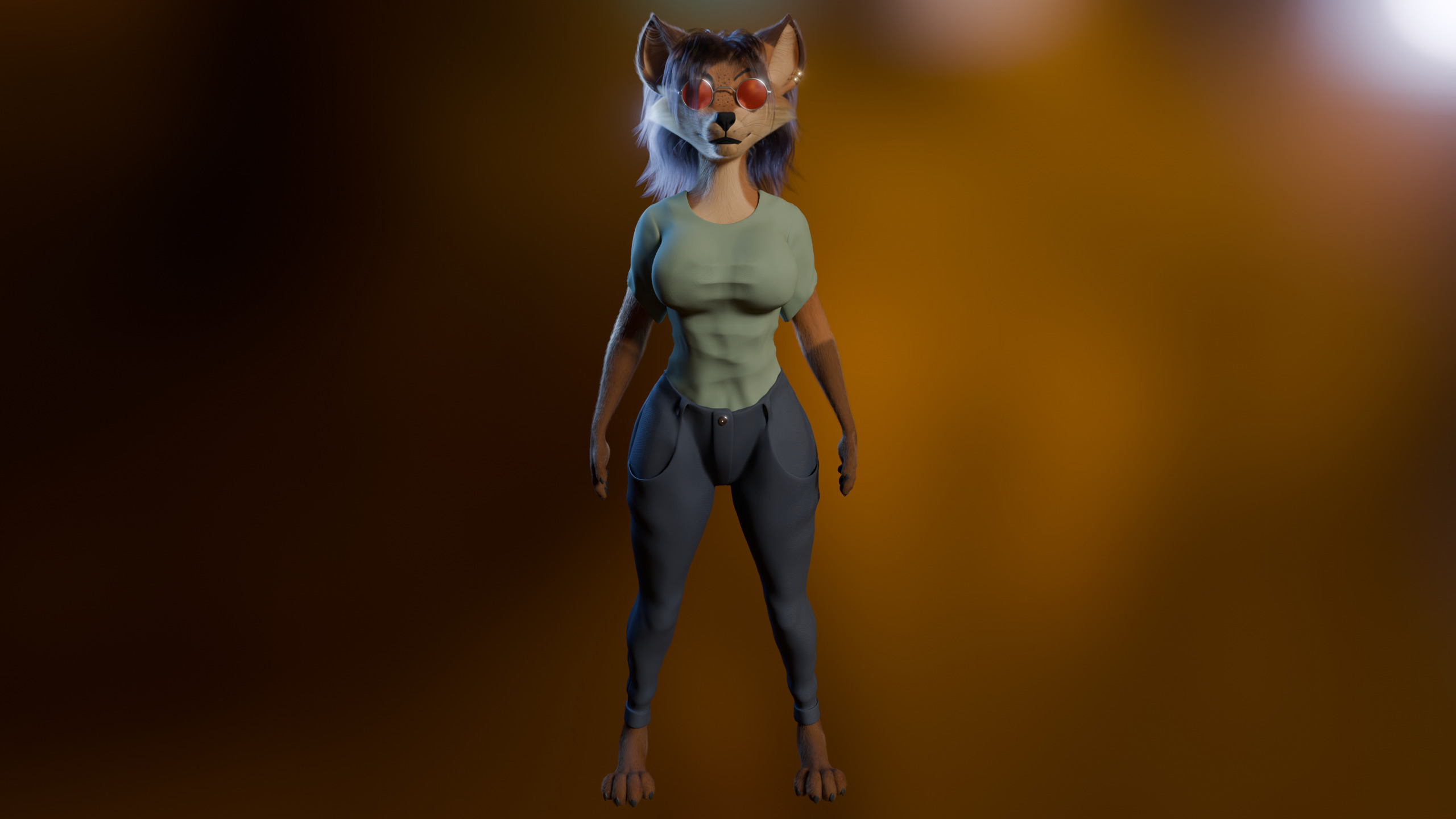Natsuki Anthro Fox Low-poly 3D model_32