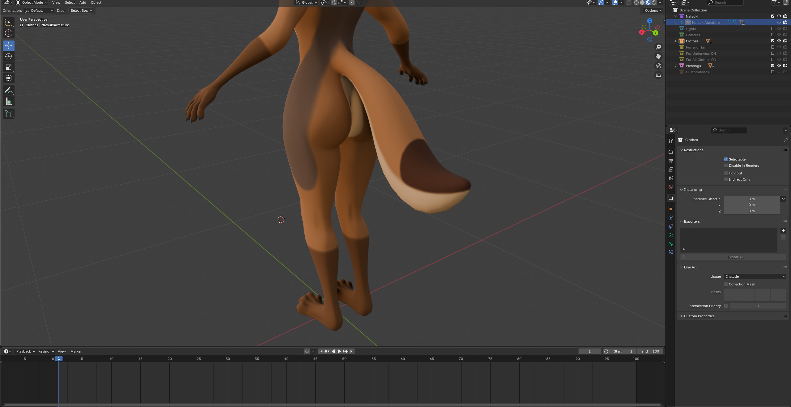 Natsuki Anthro Fox Low-poly 3D model_64