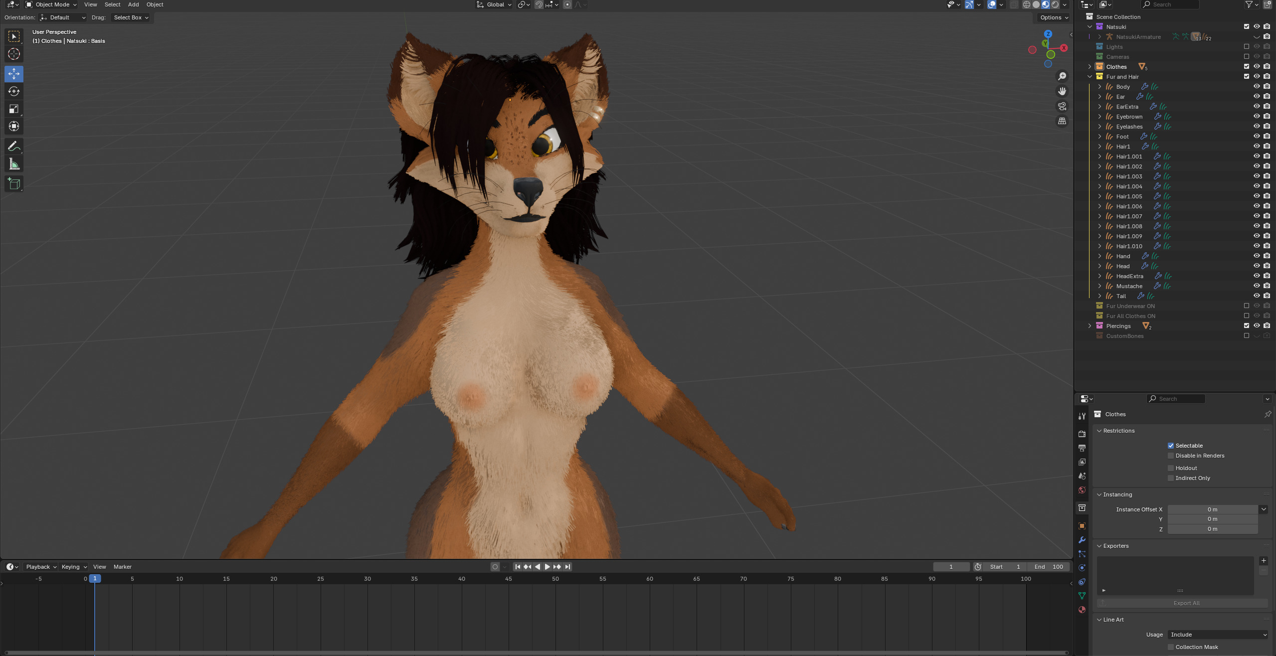 Natsuki Anthro Fox Low-poly 3D model_85