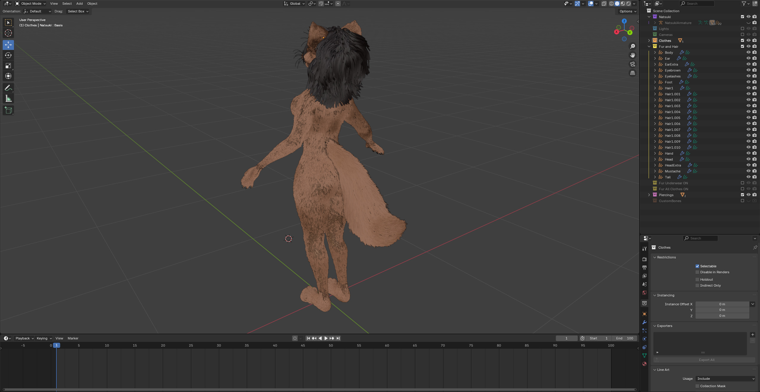 Natsuki Anthro Fox Low-poly 3D model_84