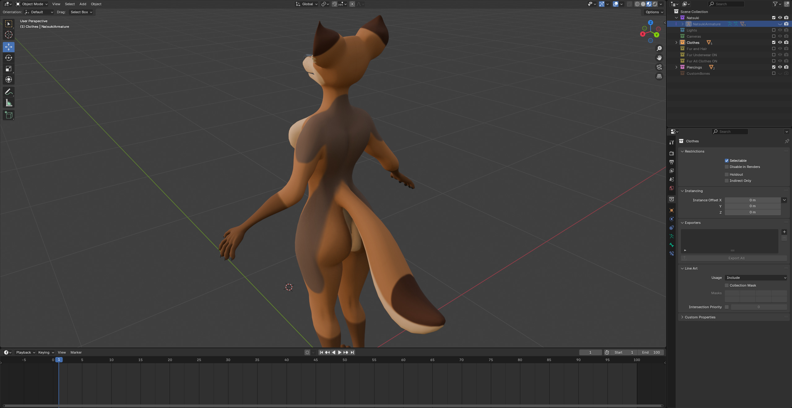 Natsuki Anthro Fox Low-poly 3D model_62