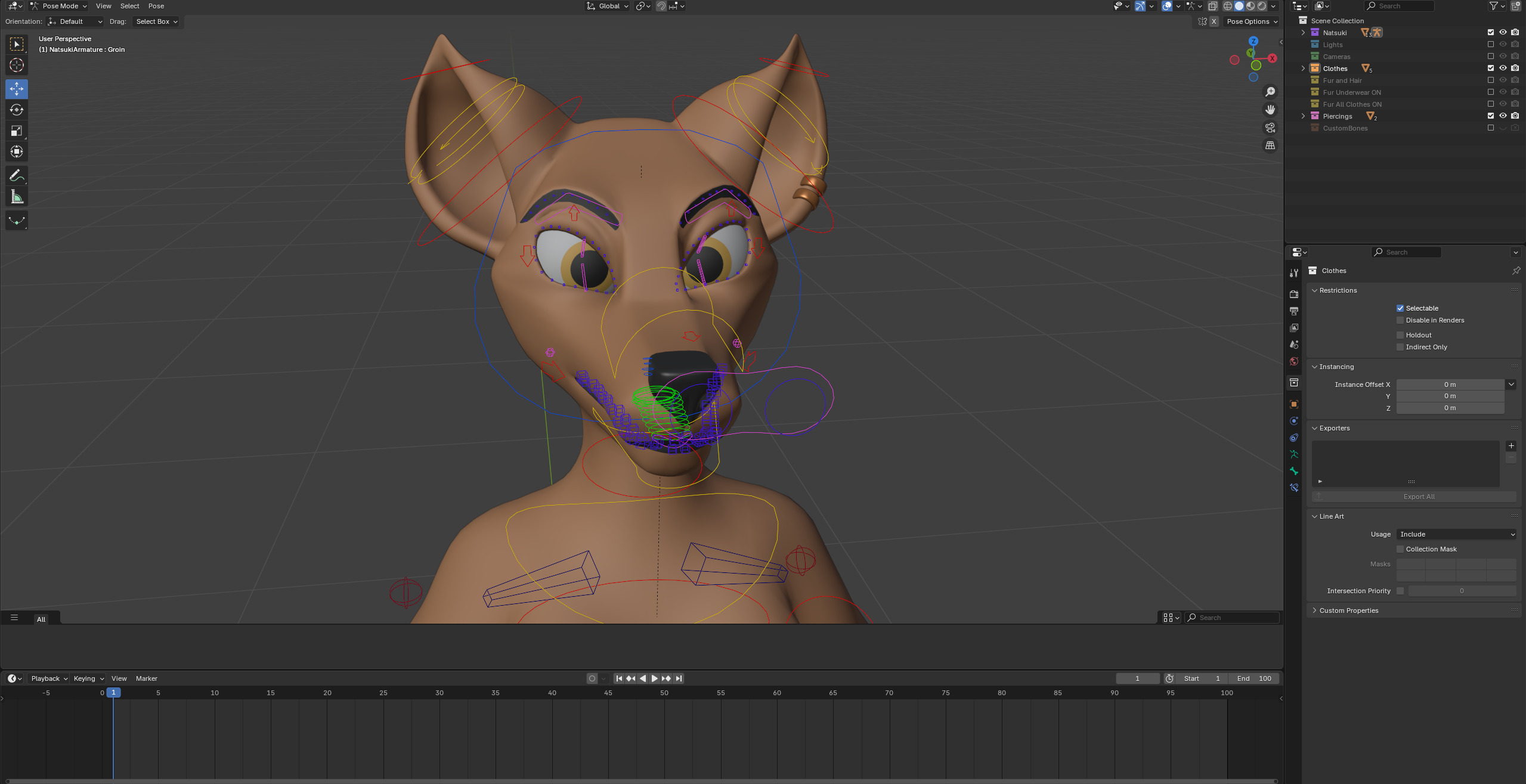 Natsuki Anthro Fox Low-poly 3D model_59