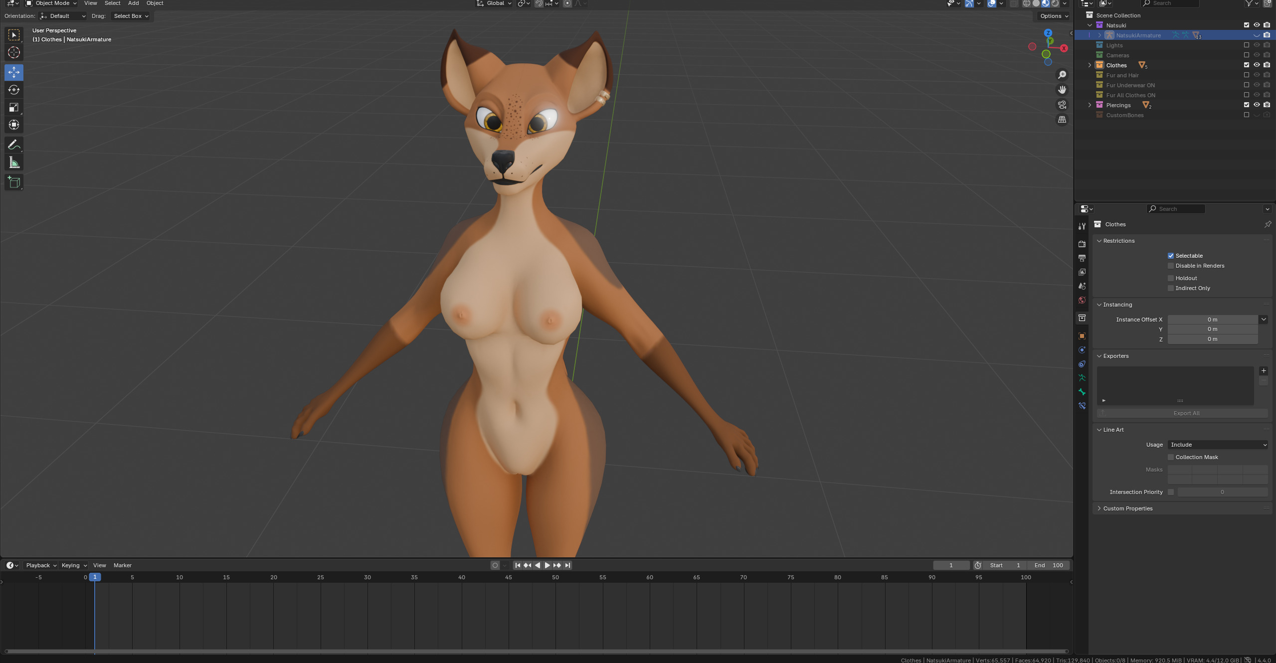 Natsuki Anthro Fox Low-poly 3D model_61