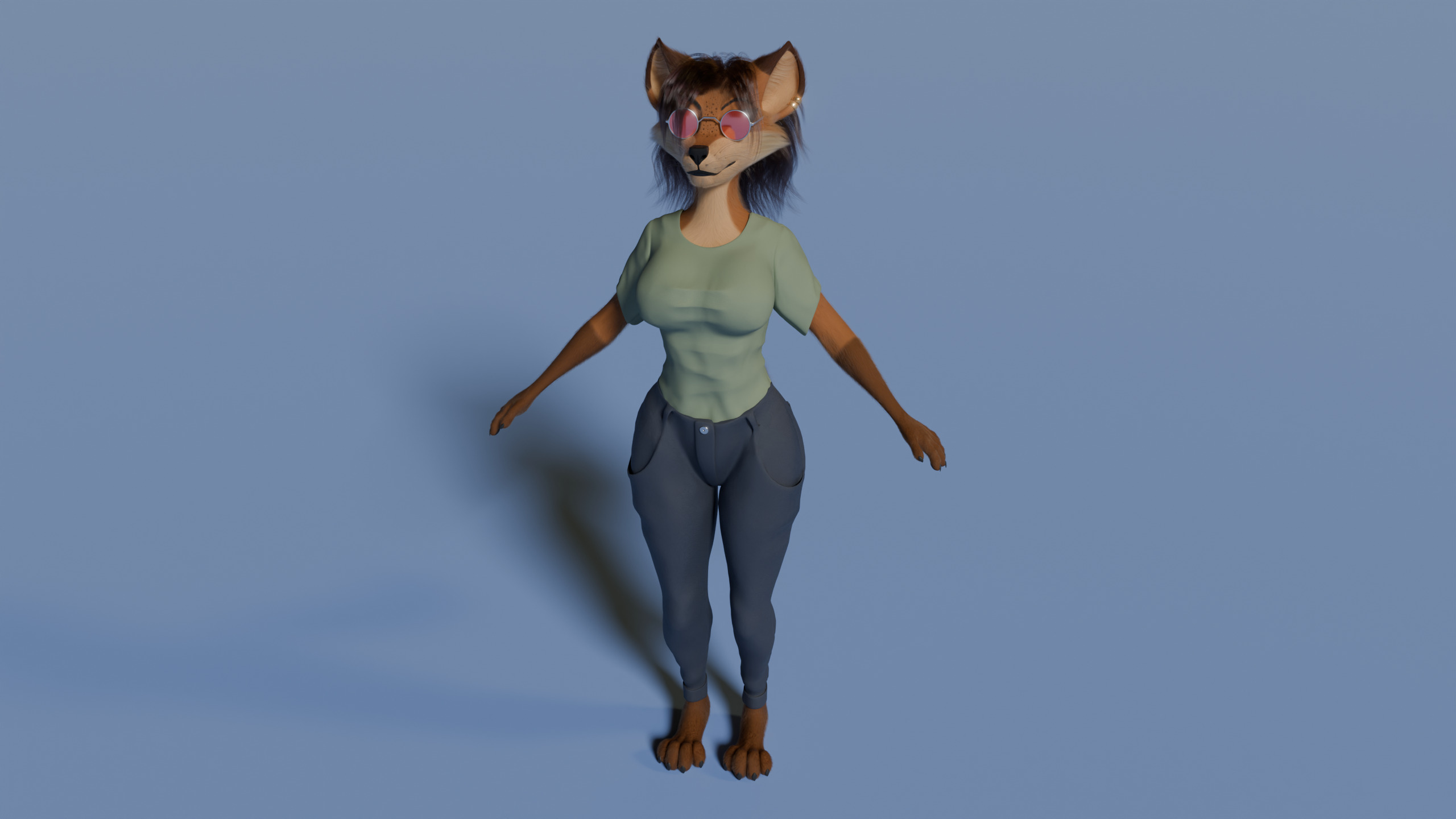 Natsuki Anthro Fox Low-poly 3D model_50