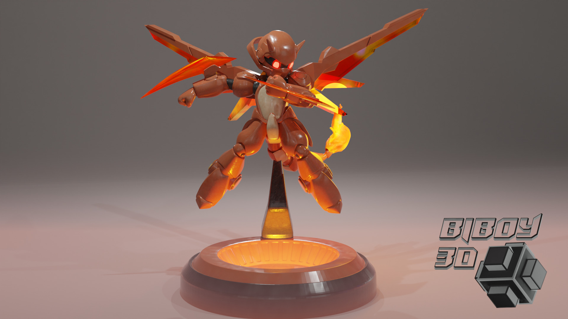 mecha charmander charizard 3D print model_4