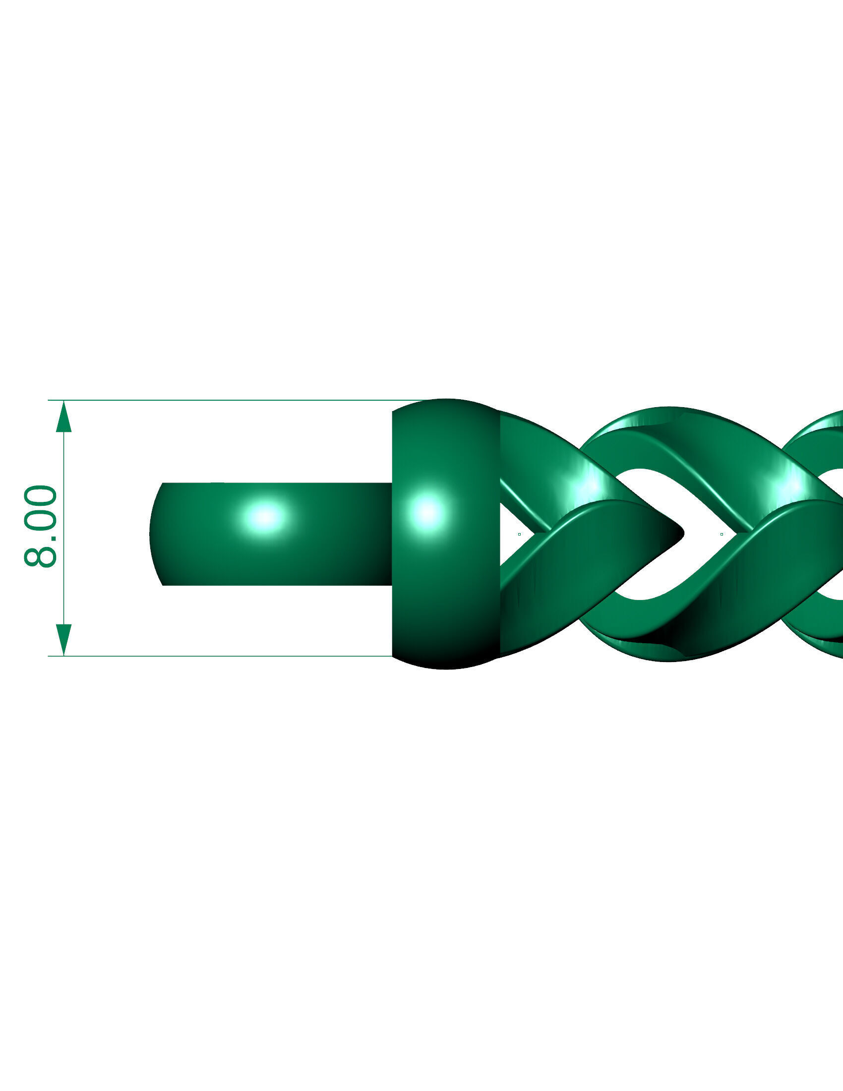 8MM NEW Strick Franco Cuban Bracelet ready to print 3D print model_3