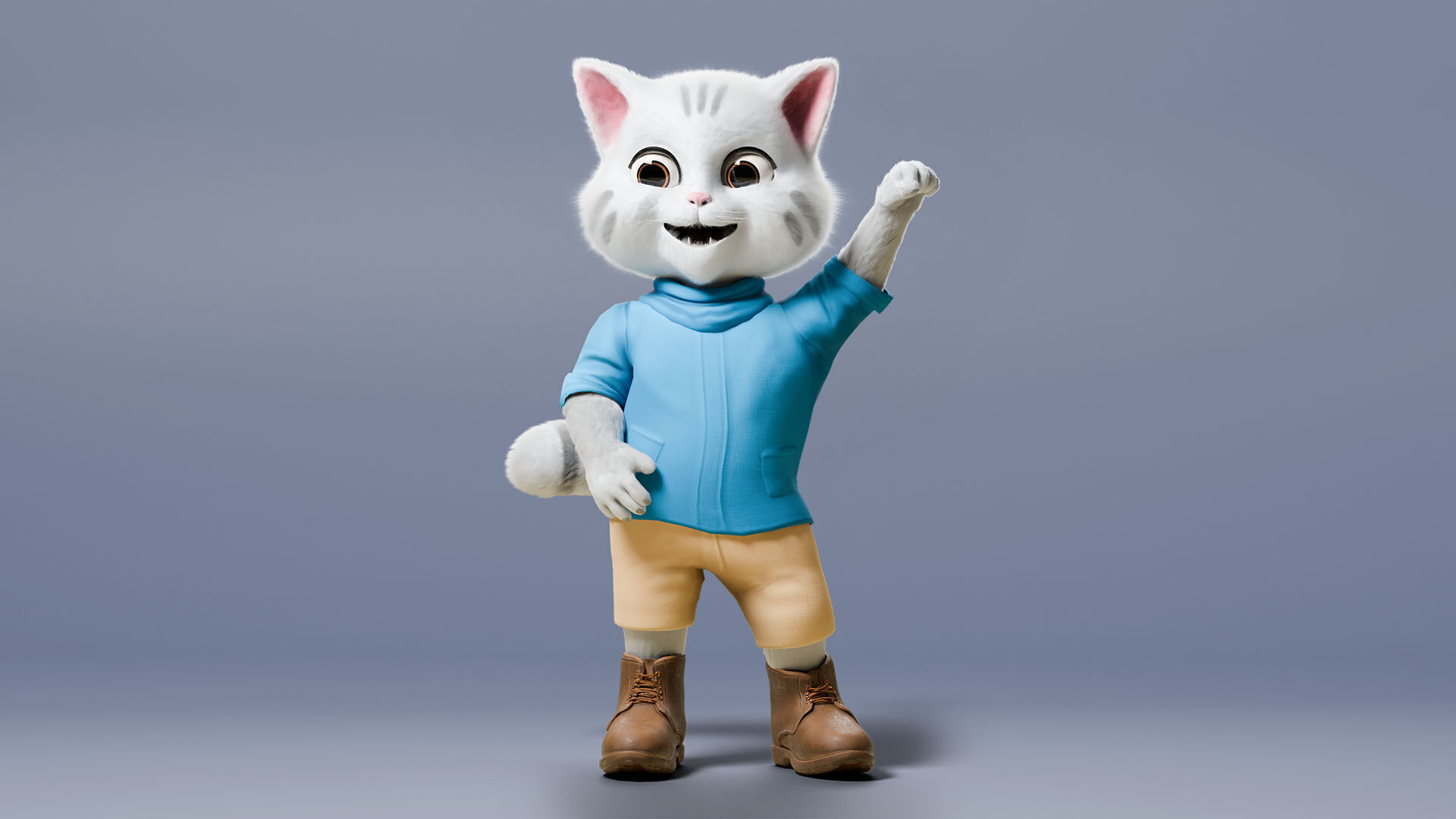 Stylized Cute Cat  Low-poly 3D model_4