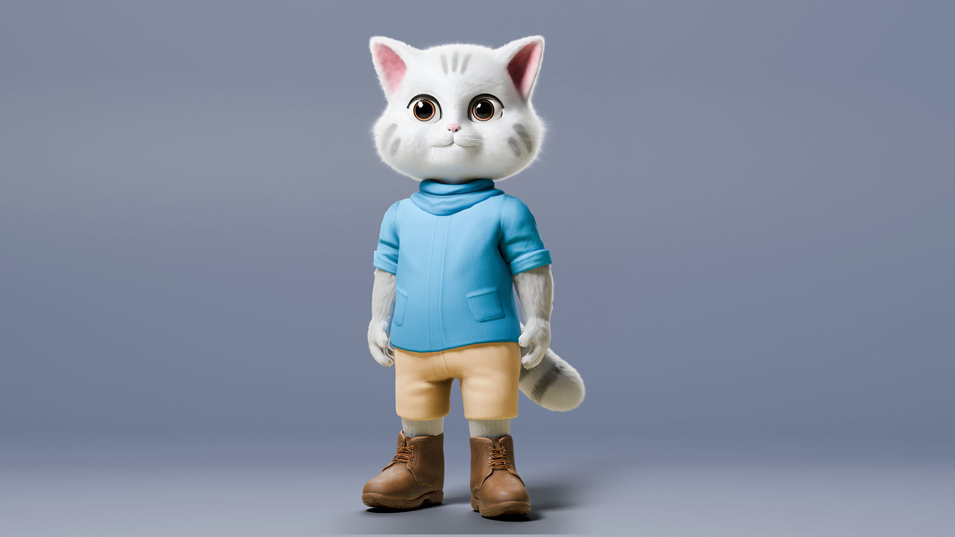Stylized Cute Cat  Low-poly 3D model_6