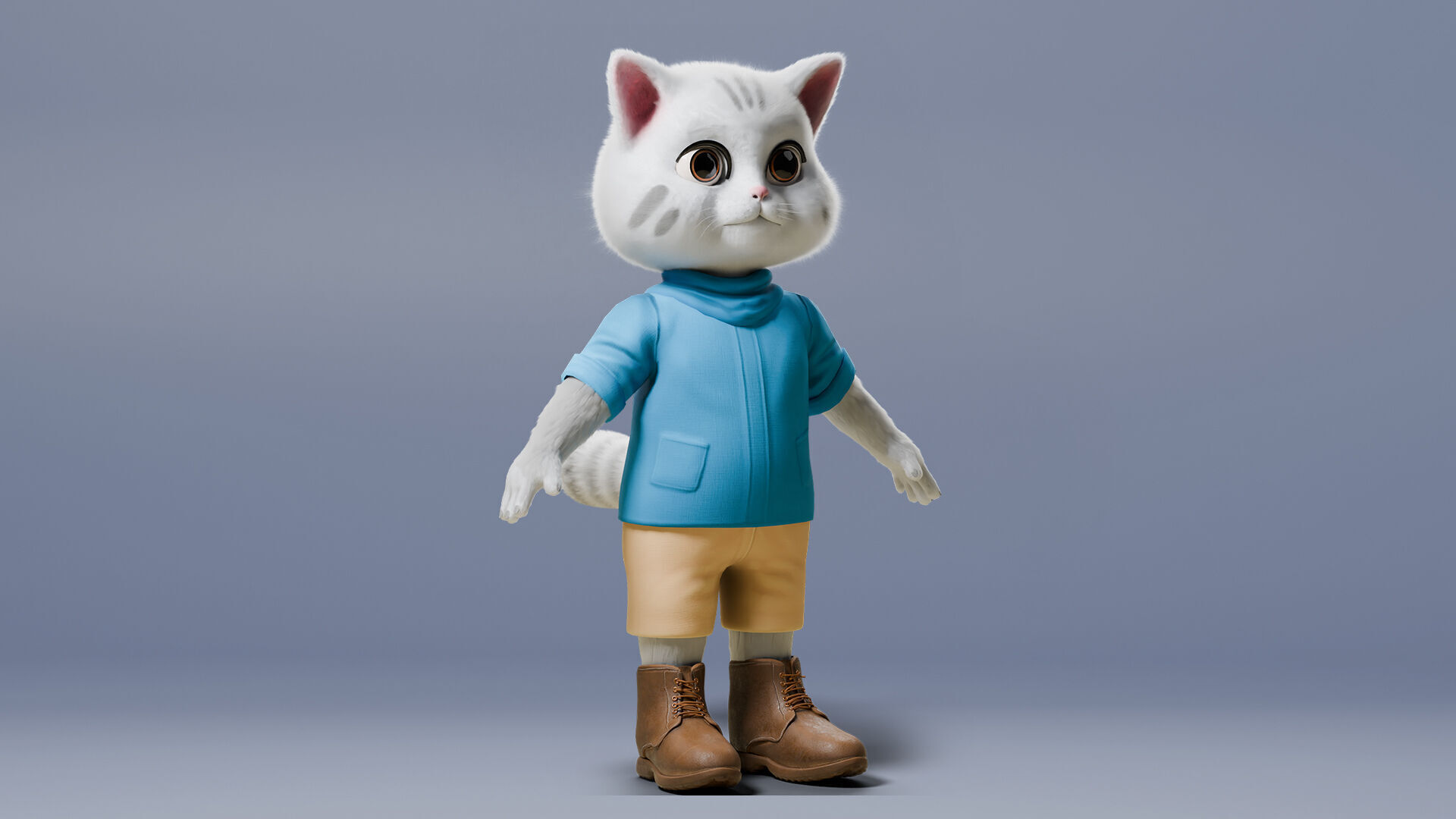 Stylized Cute Cat  Low-poly 3D model_9