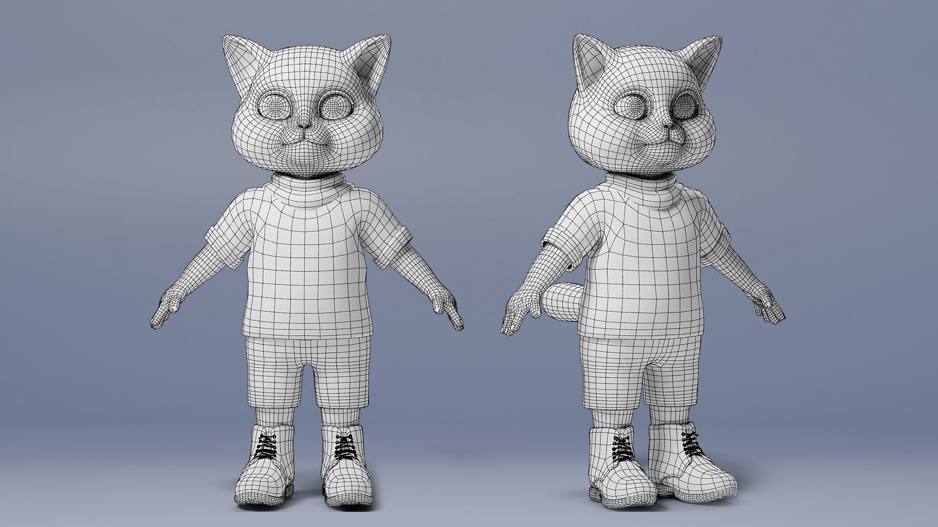 Stylized Cute Cat  Low-poly 3D model_16