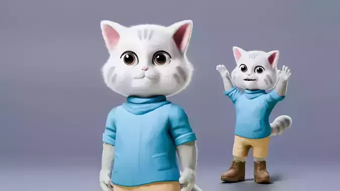 Stylized Cute Cat  Low-poly 3D model Stylized Cute Cat  Low-poly 3D model