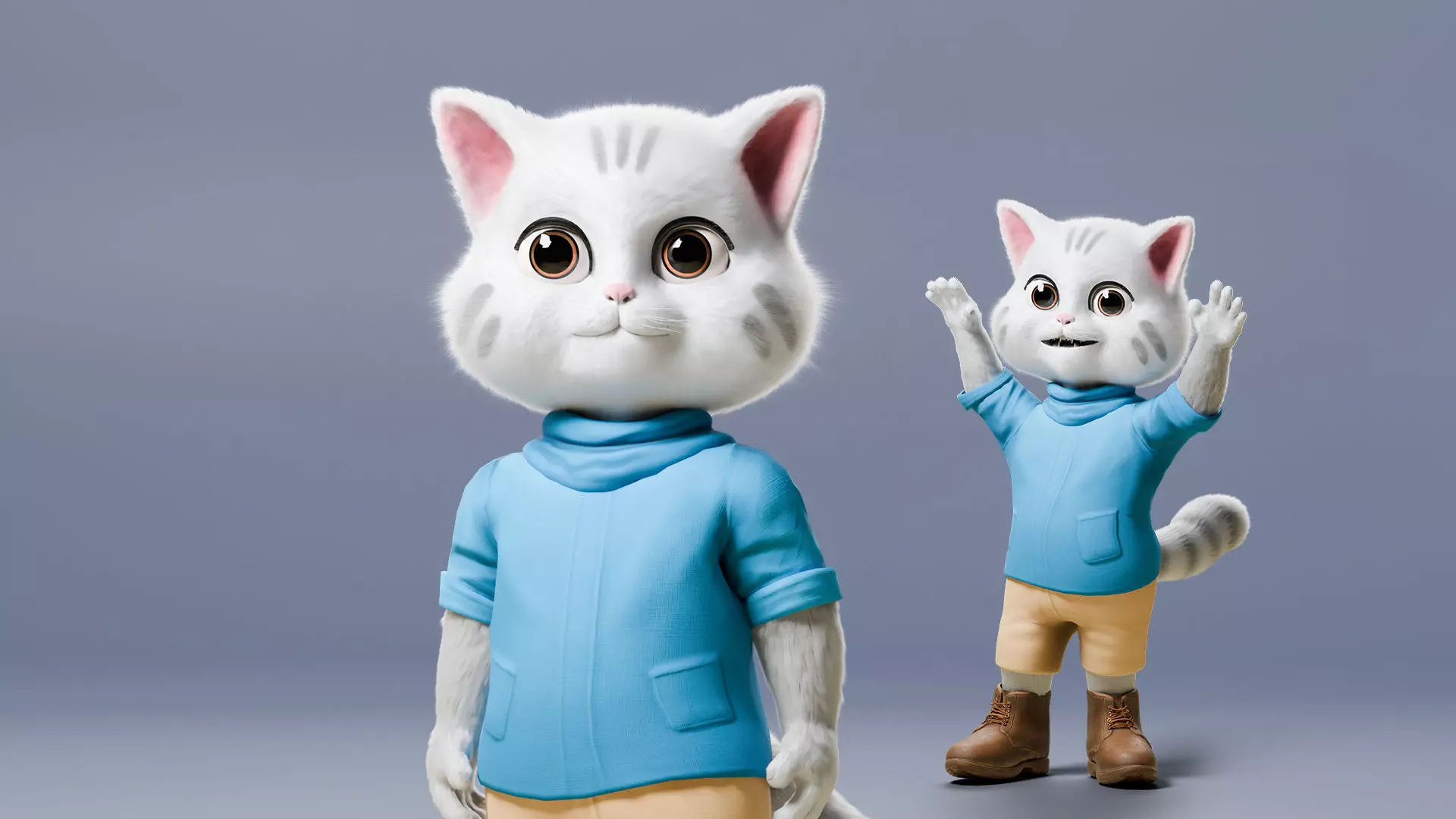 Stylized Cute Cat  Low-poly 3D model_0