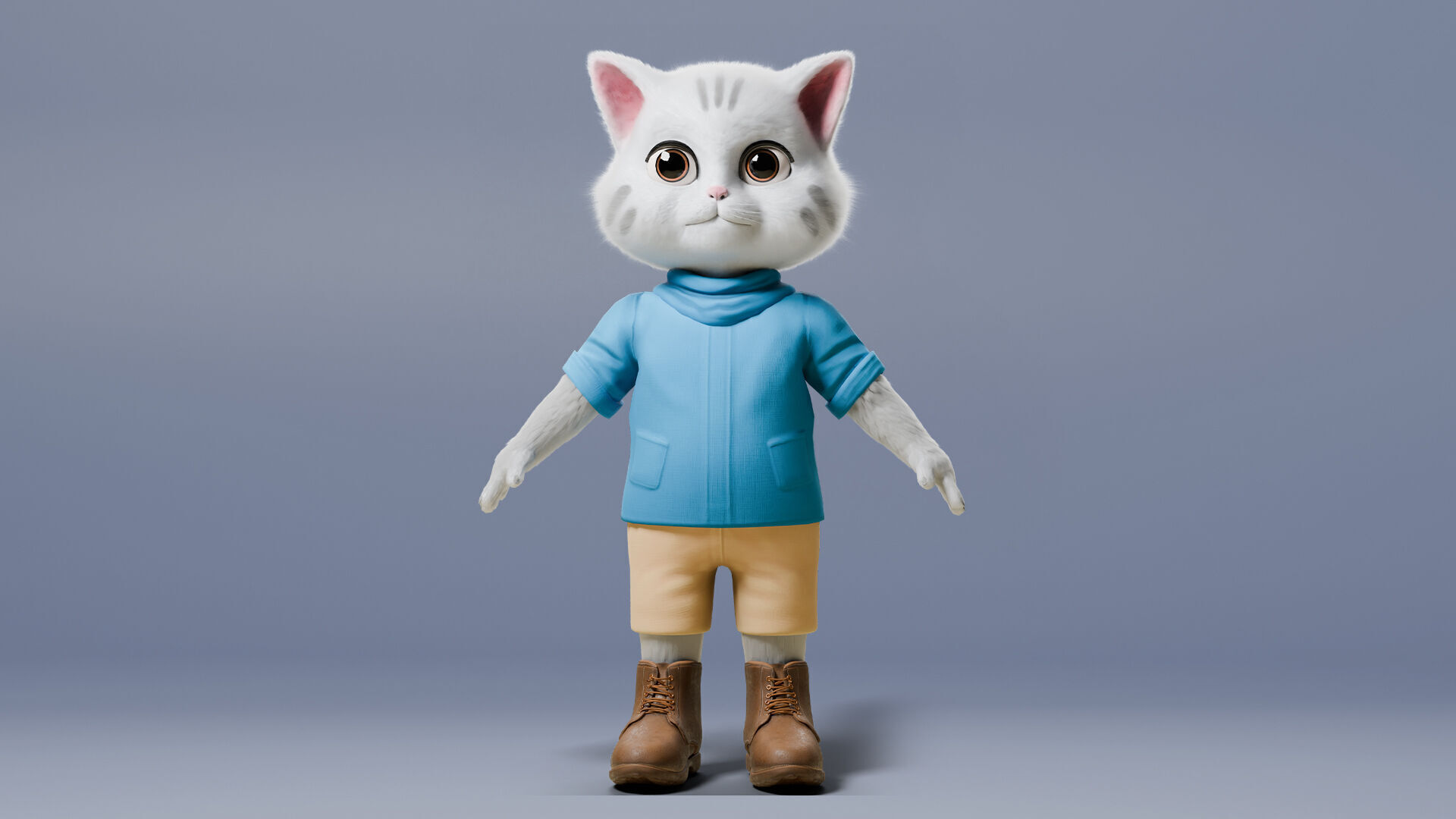 Stylized Cute Cat  Low-poly 3D model_7