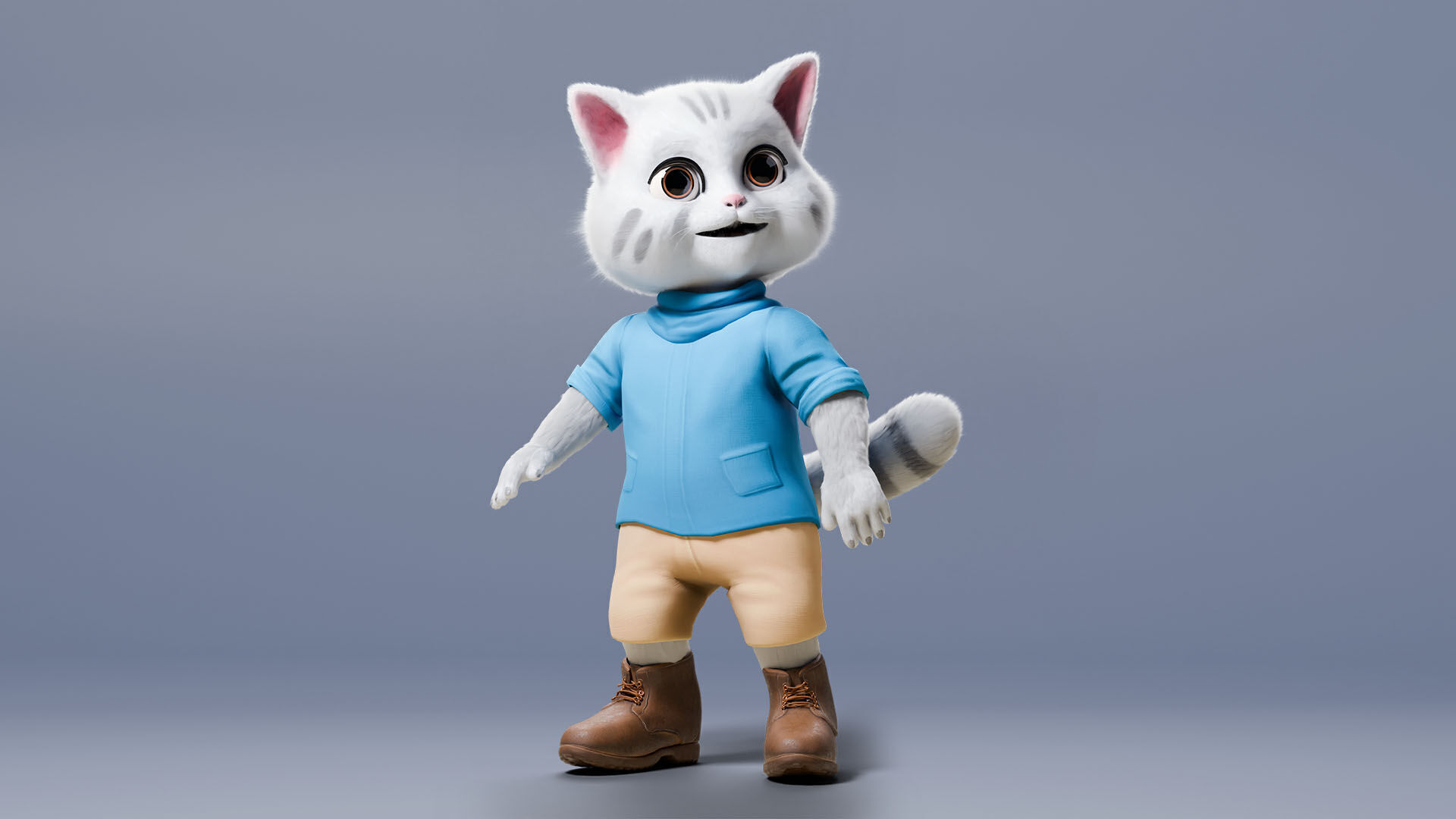 Stylized Cute Cat  Low-poly 3D model_5