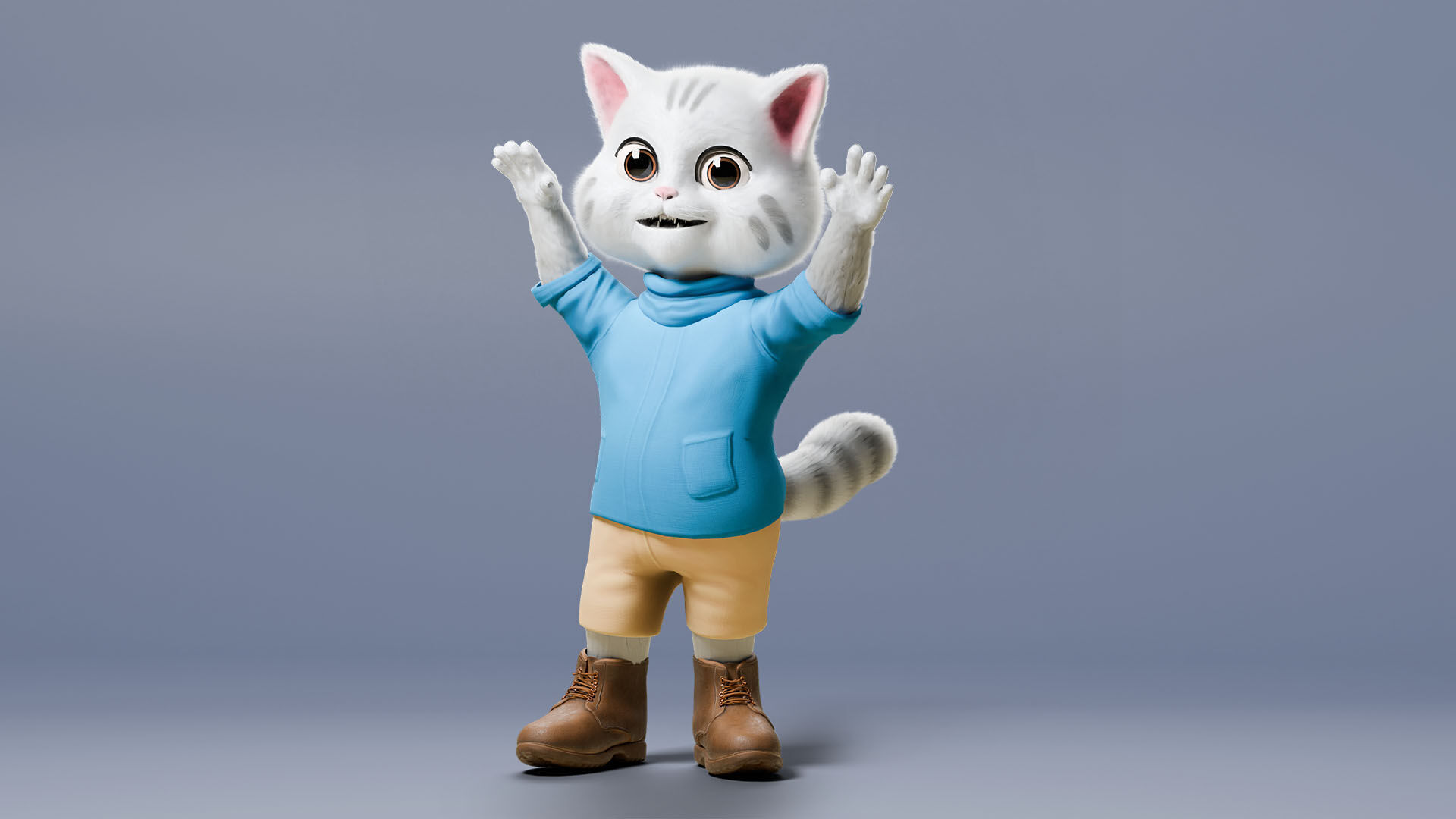 Stylized Cute Cat  Low-poly 3D model_3