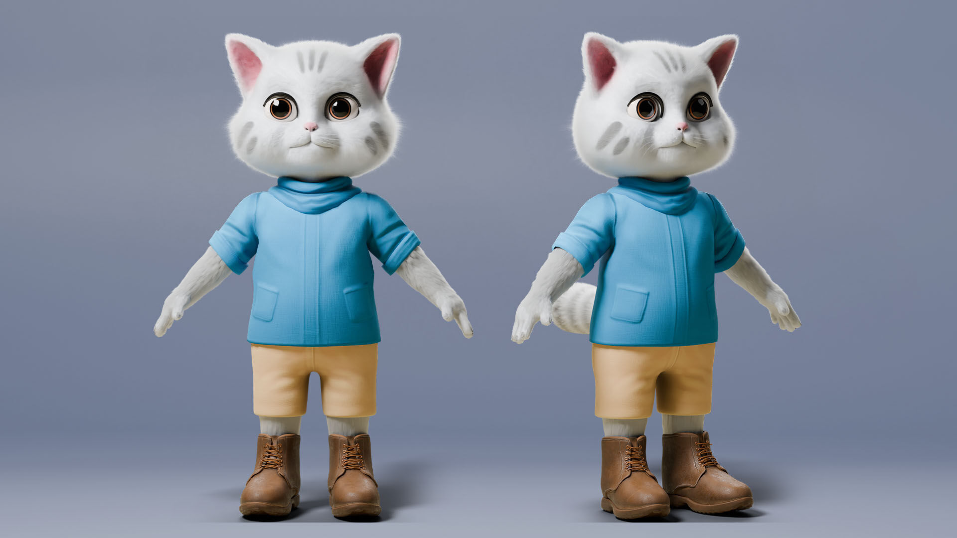 Stylized Cute Cat  Low-poly 3D model_15
