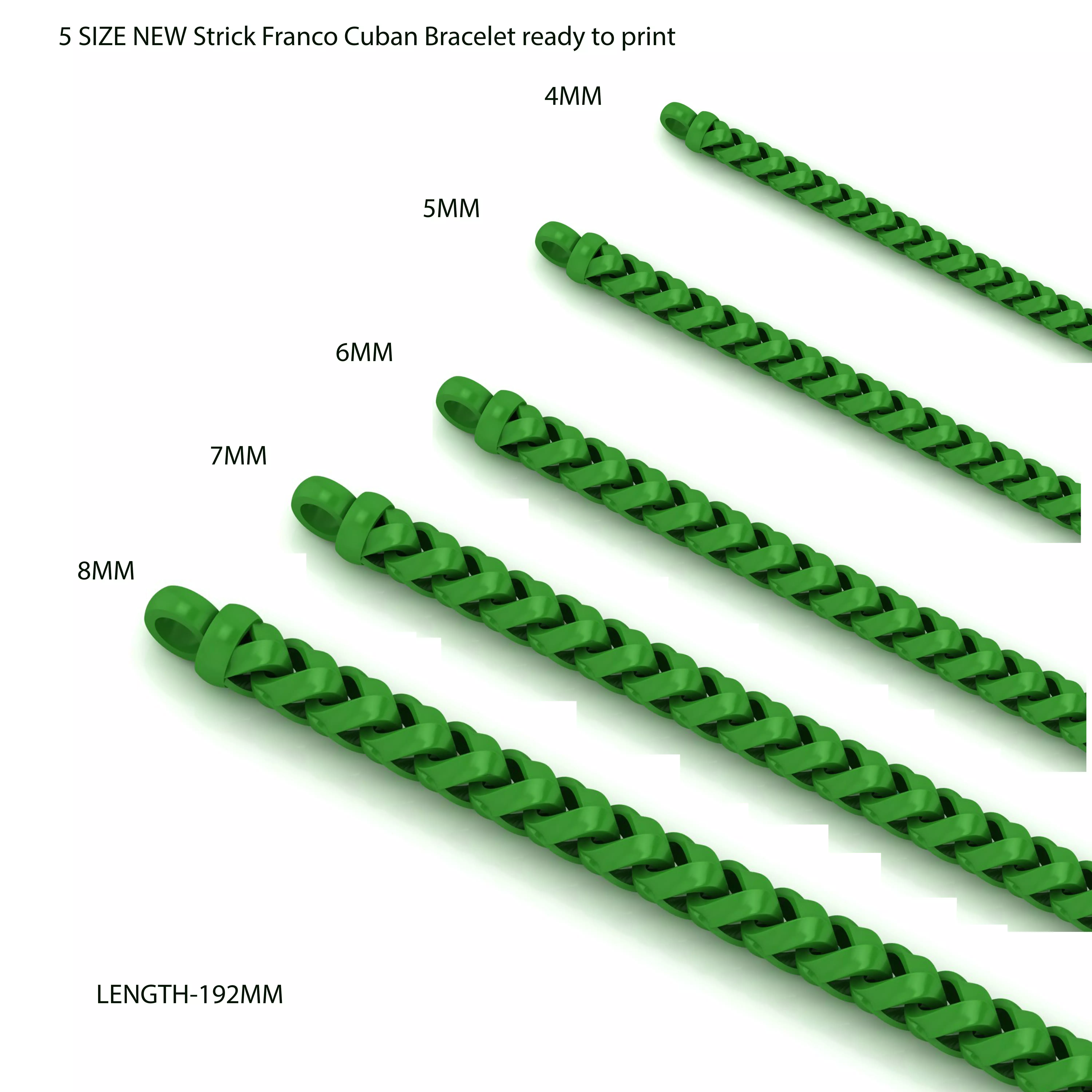 5 SIZE NEW Strick Franco Cuban Bracelet ready to print  3D Model Collection_0