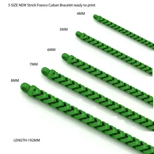 5 SIZE NEW Strick Franco Cuban Bracelet ready to print  3D Model Collection