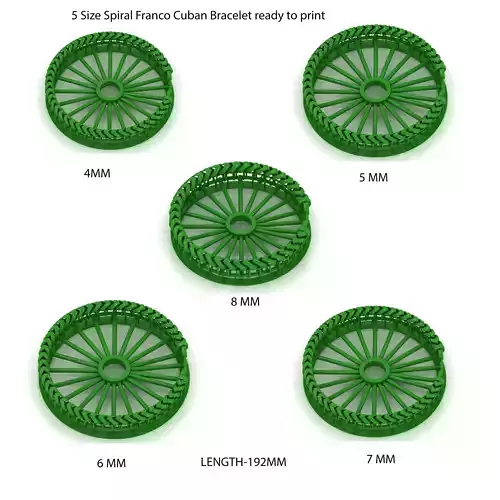 5 SIZE Spiral Franco Cuban Bracelet ready to print 3D Model Collection
