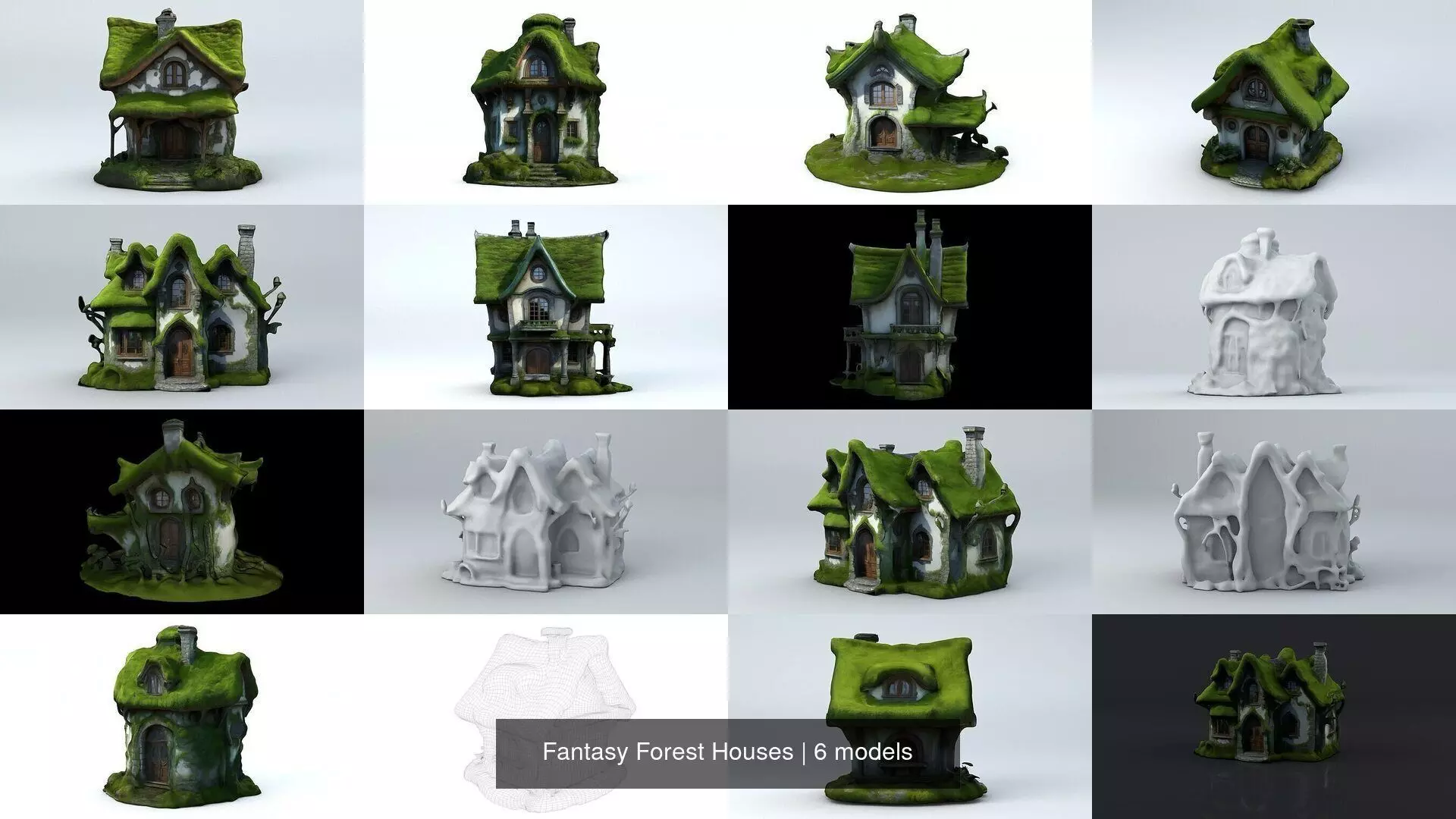 Fantasy Forest Houses 3D Model Collection_0
