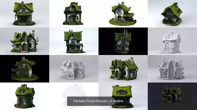 Fantasy Forest Houses 3D Model Collection