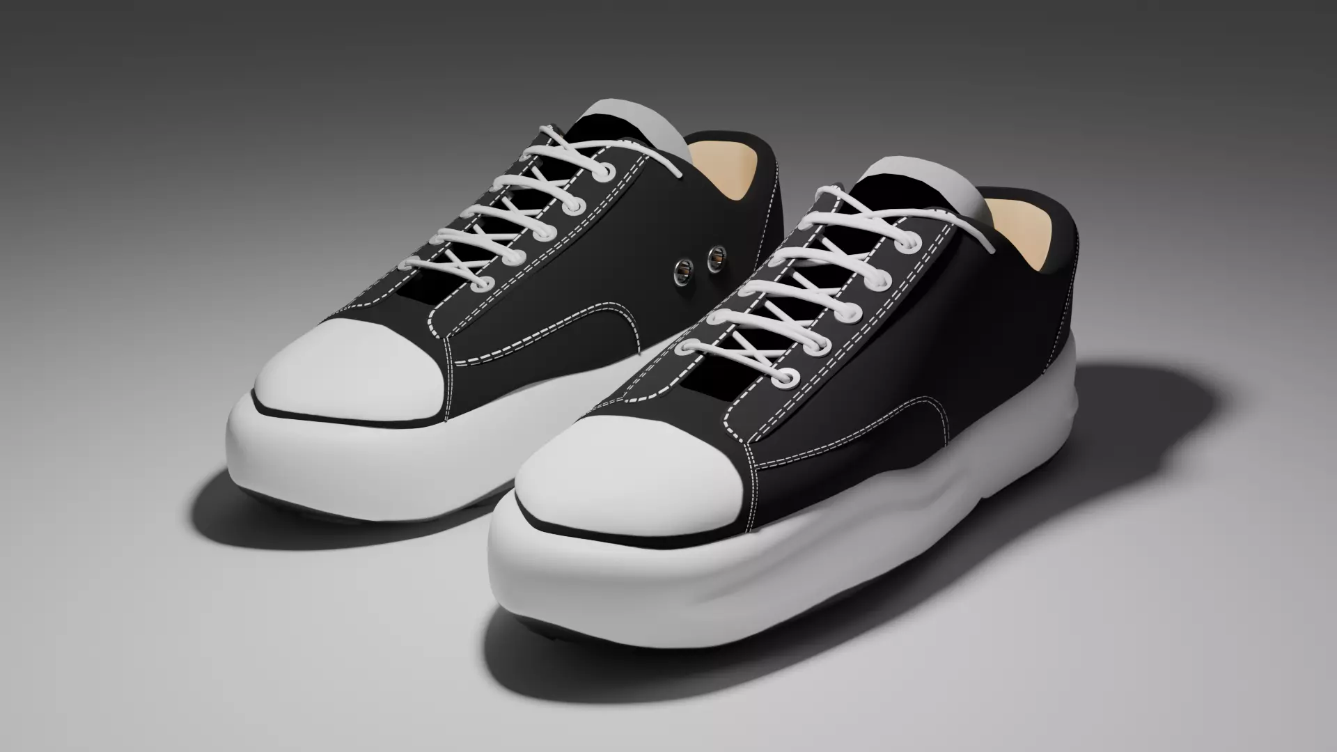 Converse style custom shoes 3D model_0