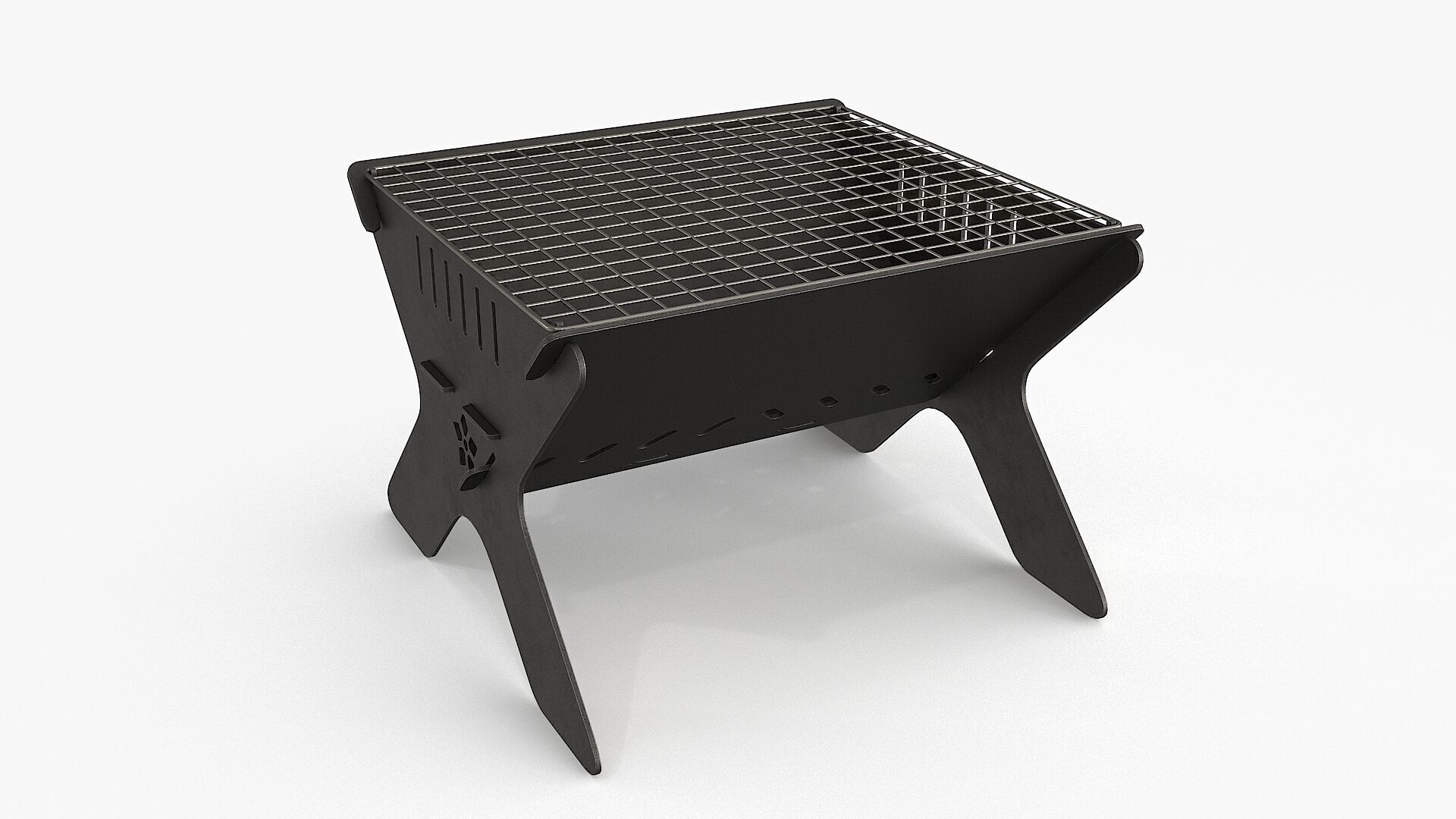 Camping Campfire Grill Low-poly 3D model_9
