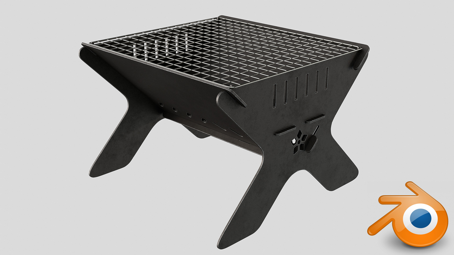 Camping Campfire Grill Low-poly 3D model_6