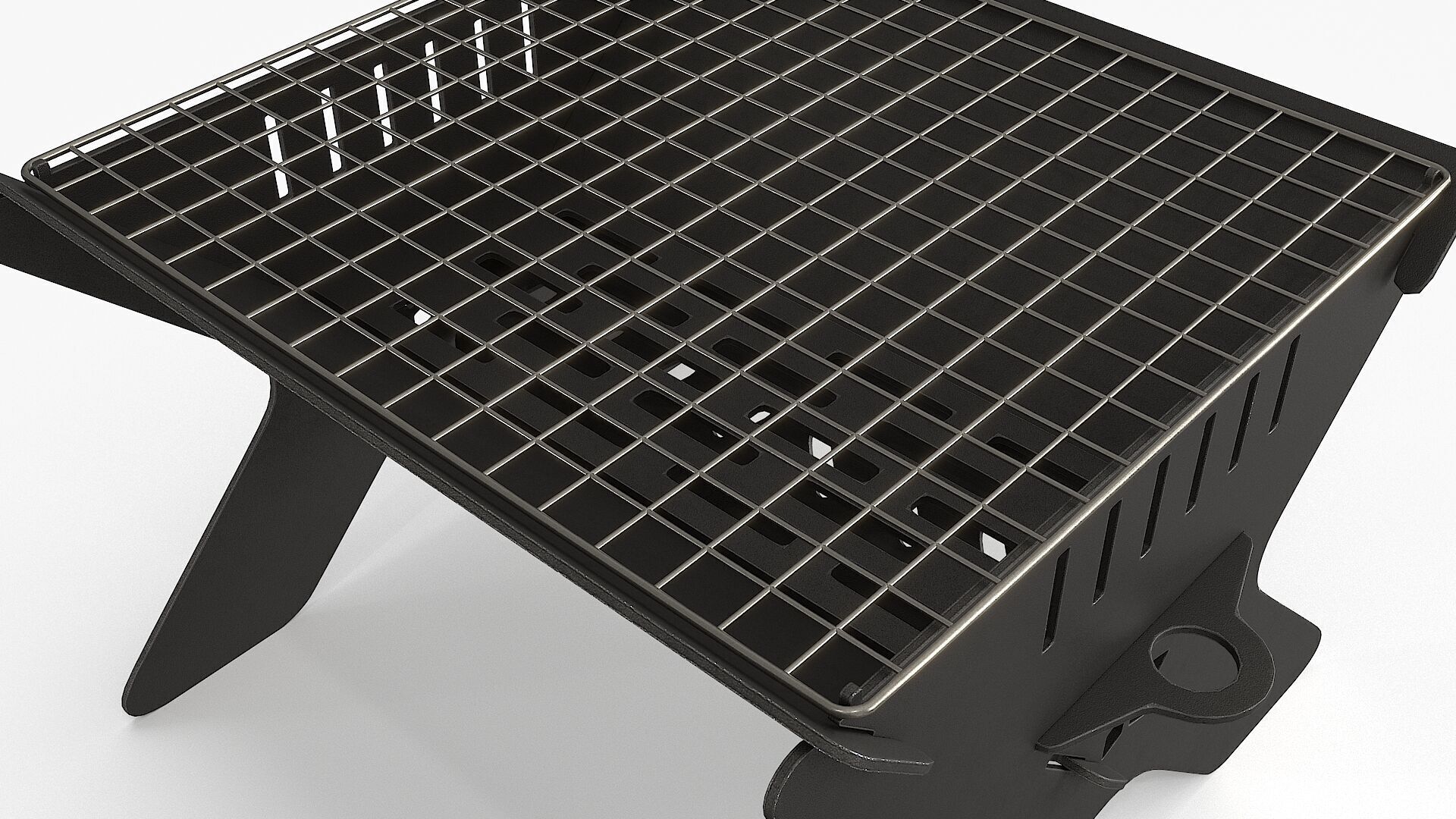 Camping Campfire Grill Low-poly 3D model_3