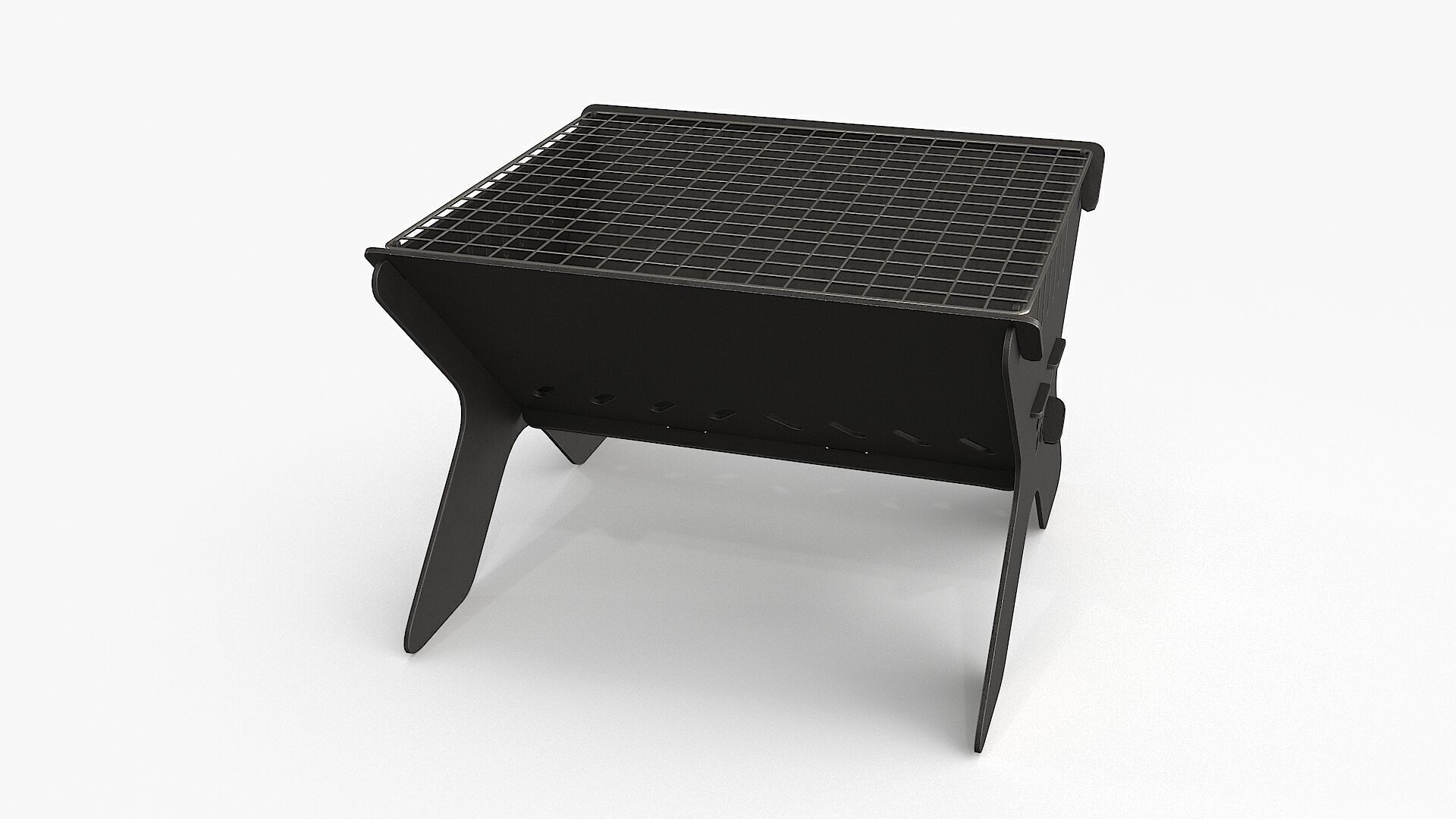 Camping Campfire Grill Low-poly 3D model_12