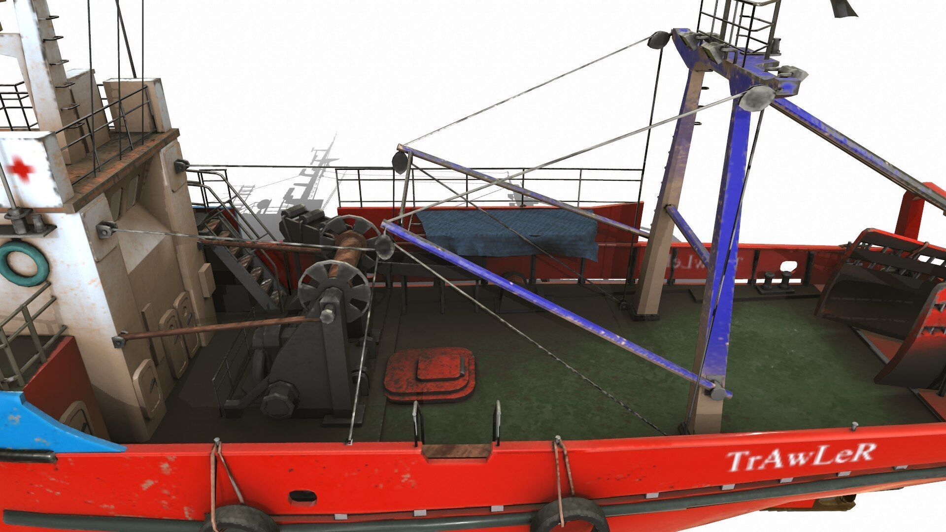 Fishing Trawler Low-poly PBR Low-poly 3D model_9