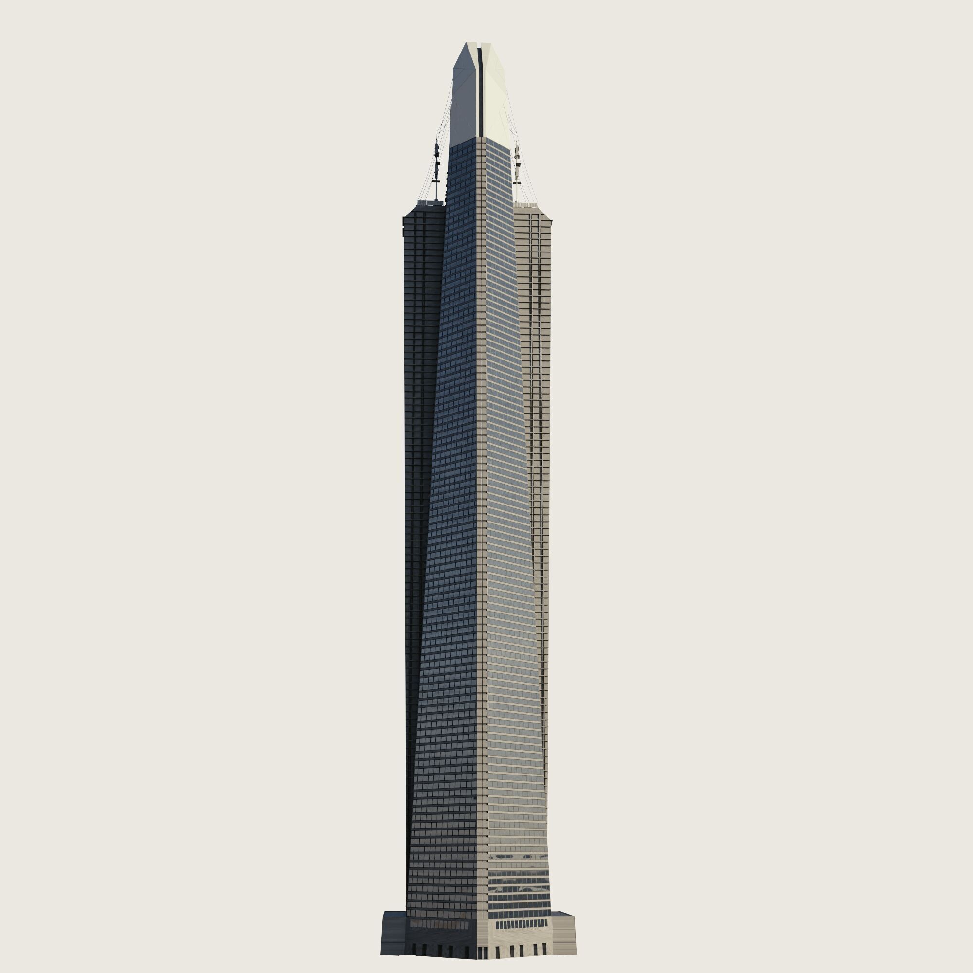 Building Skyscraper City Town Downtown Street Futuristic Utopia Low-poly 3D model_3