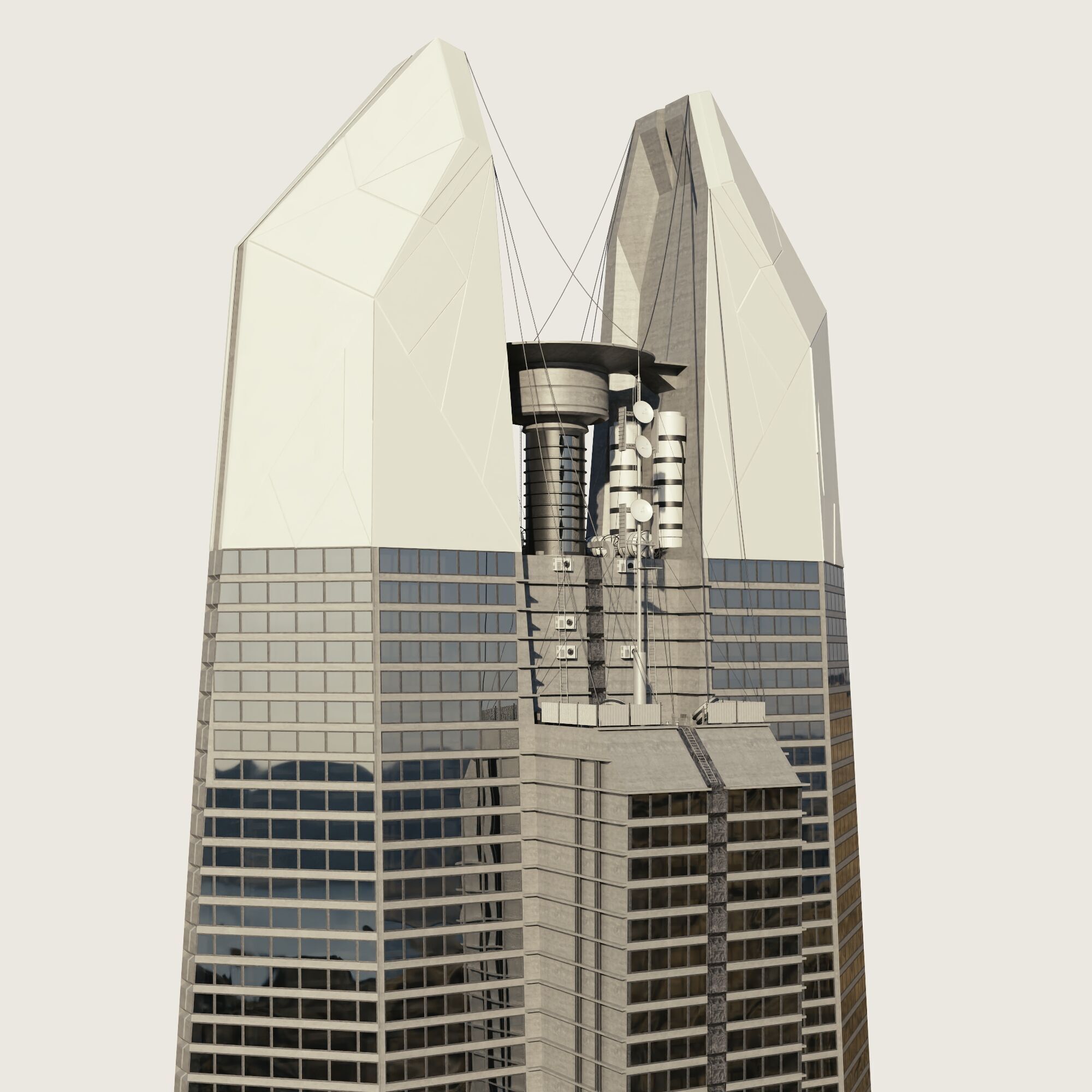 Building Skyscraper City Town Downtown Street Futuristic Utopia Low-poly 3D model_4