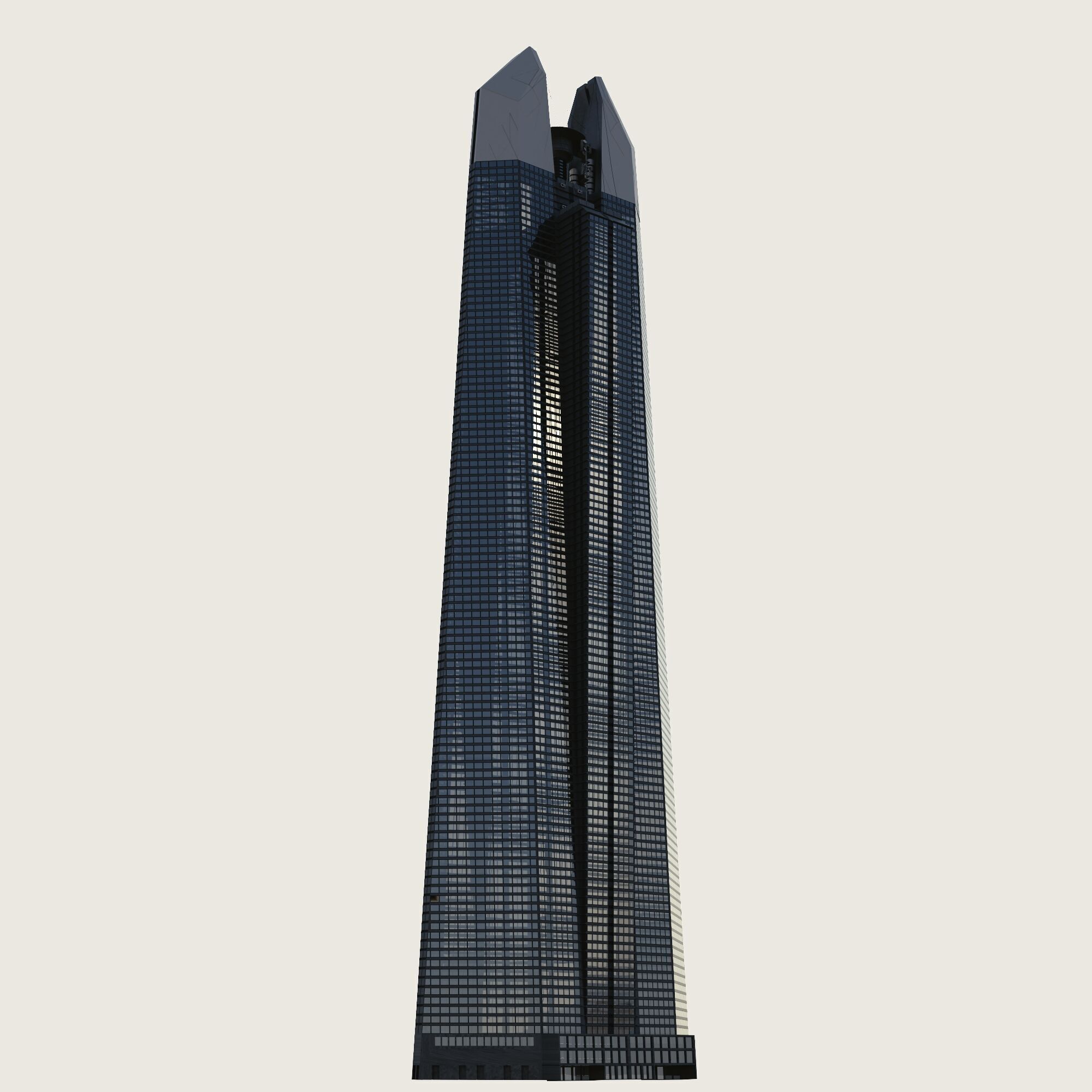 Building Skyscraper City Town Downtown Street Futuristic Utopia Low-poly 3D model_6