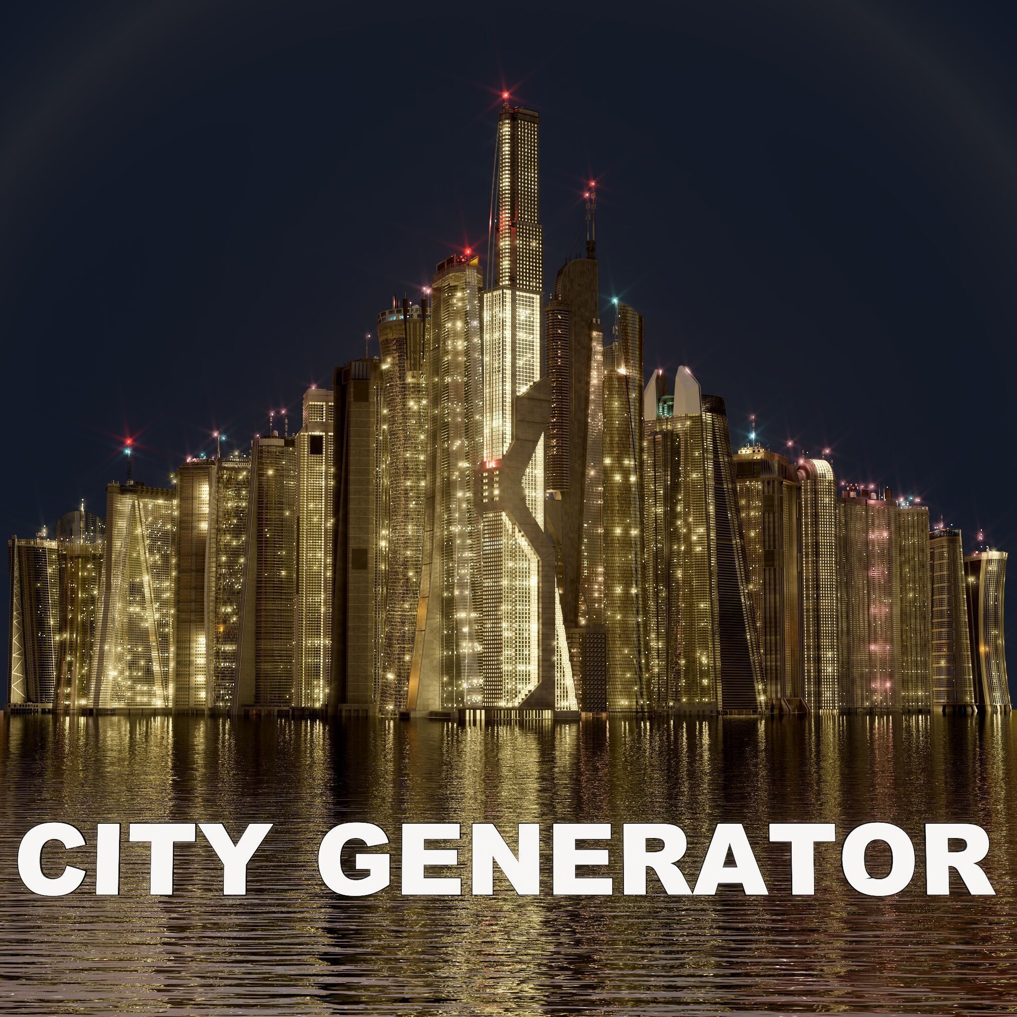 Building Skyscraper City Town Downtown Street Futuristic Utopia Low-poly 3D model_8