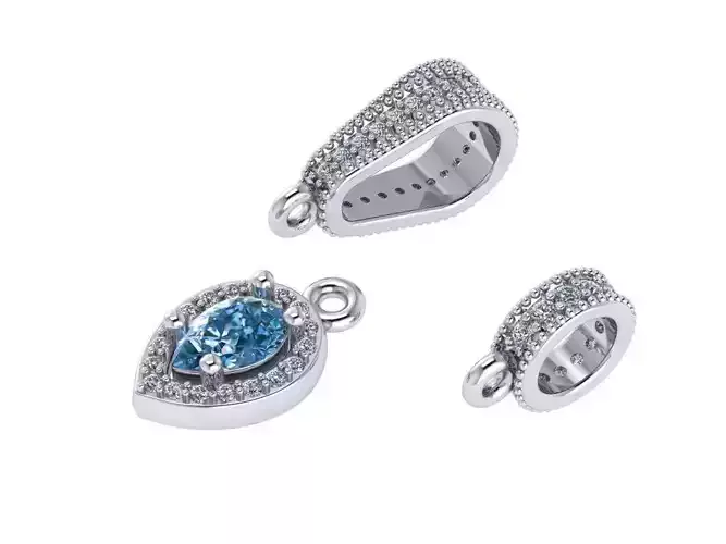 Pendant necklace with a gemstone Pear 3D model print