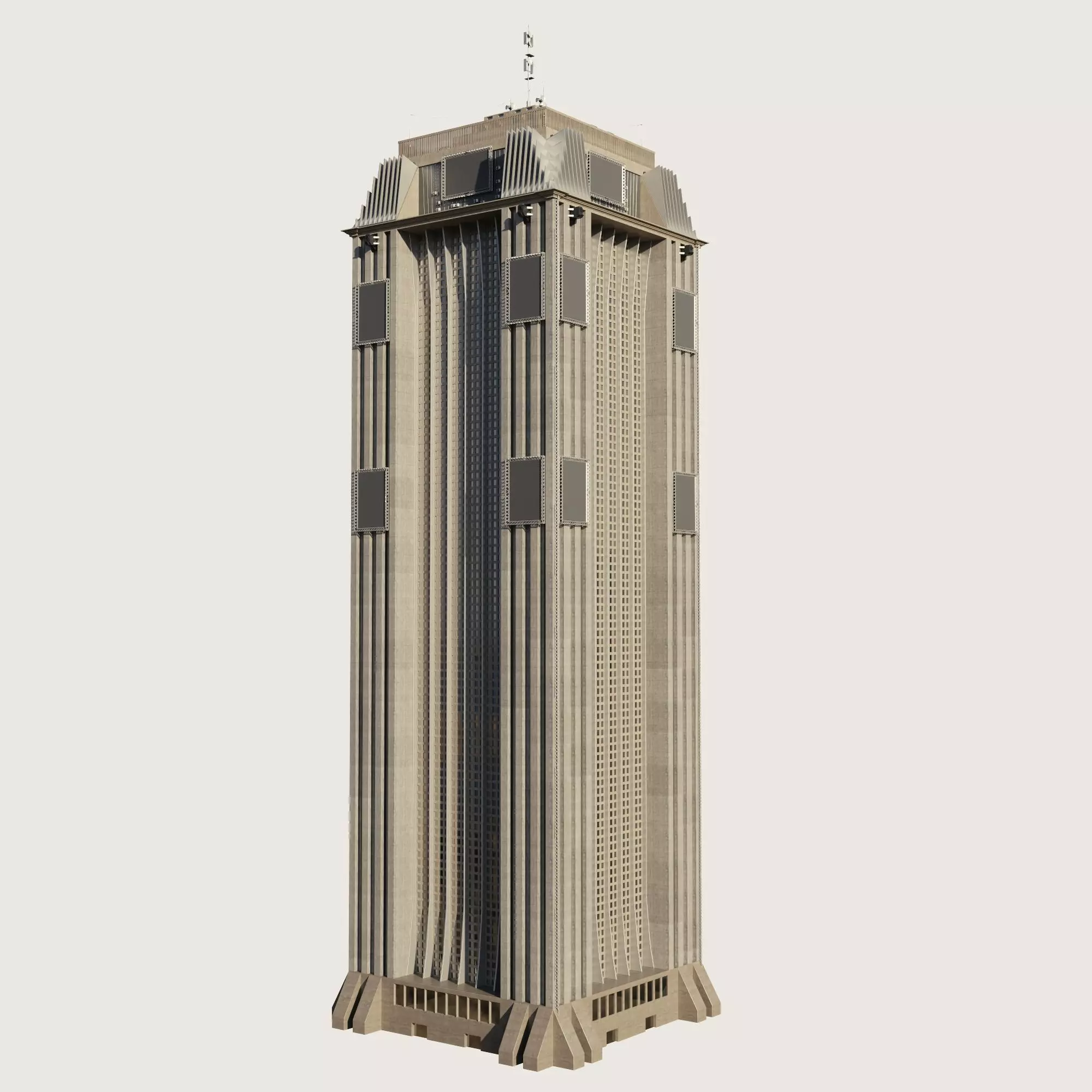 Building Skyscraper City Town Downtown Street Futuristic Utopia Low-poly 3D model_0
