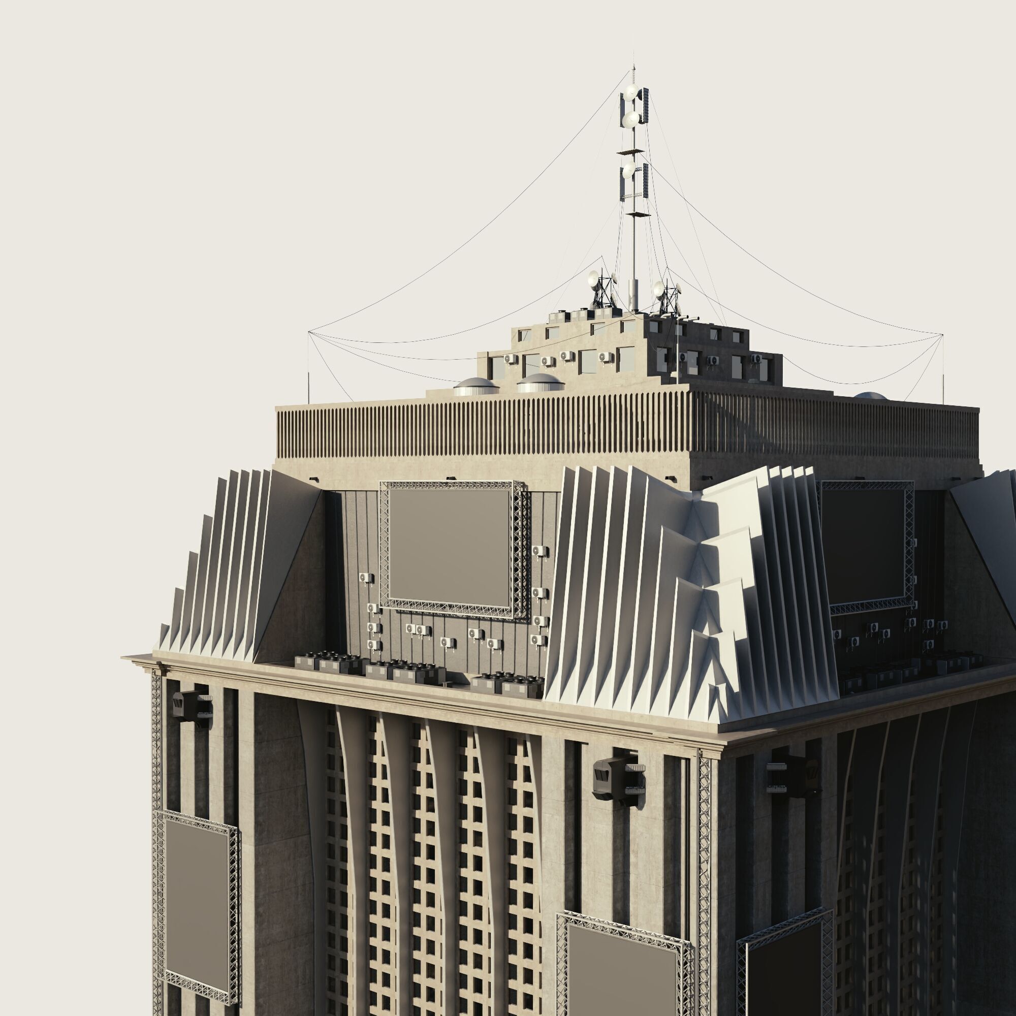 Building Skyscraper City Town Downtown Street Futuristic Utopia Low-poly 3D model_4