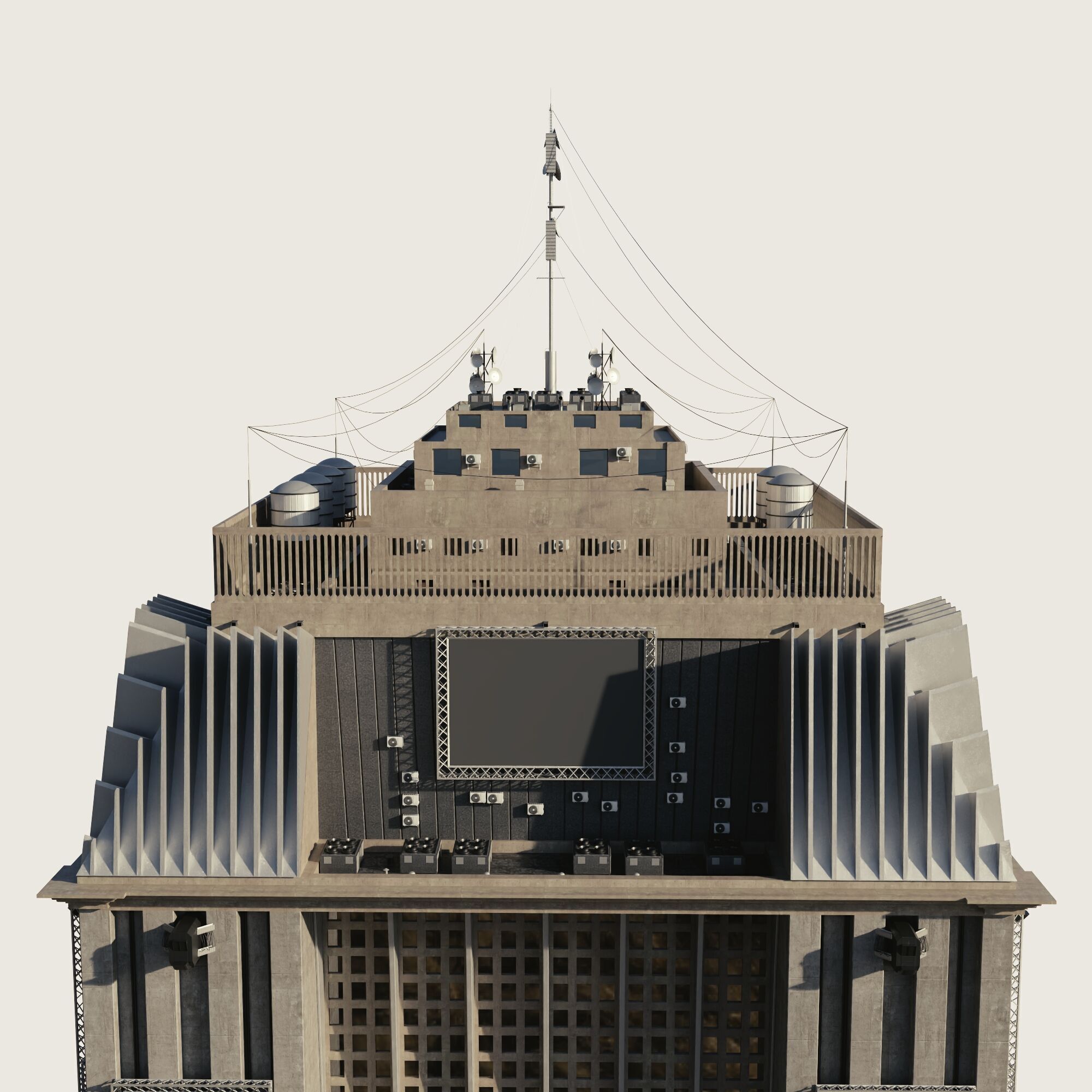 Building Skyscraper City Town Downtown Street Futuristic Utopia Low-poly 3D model_1