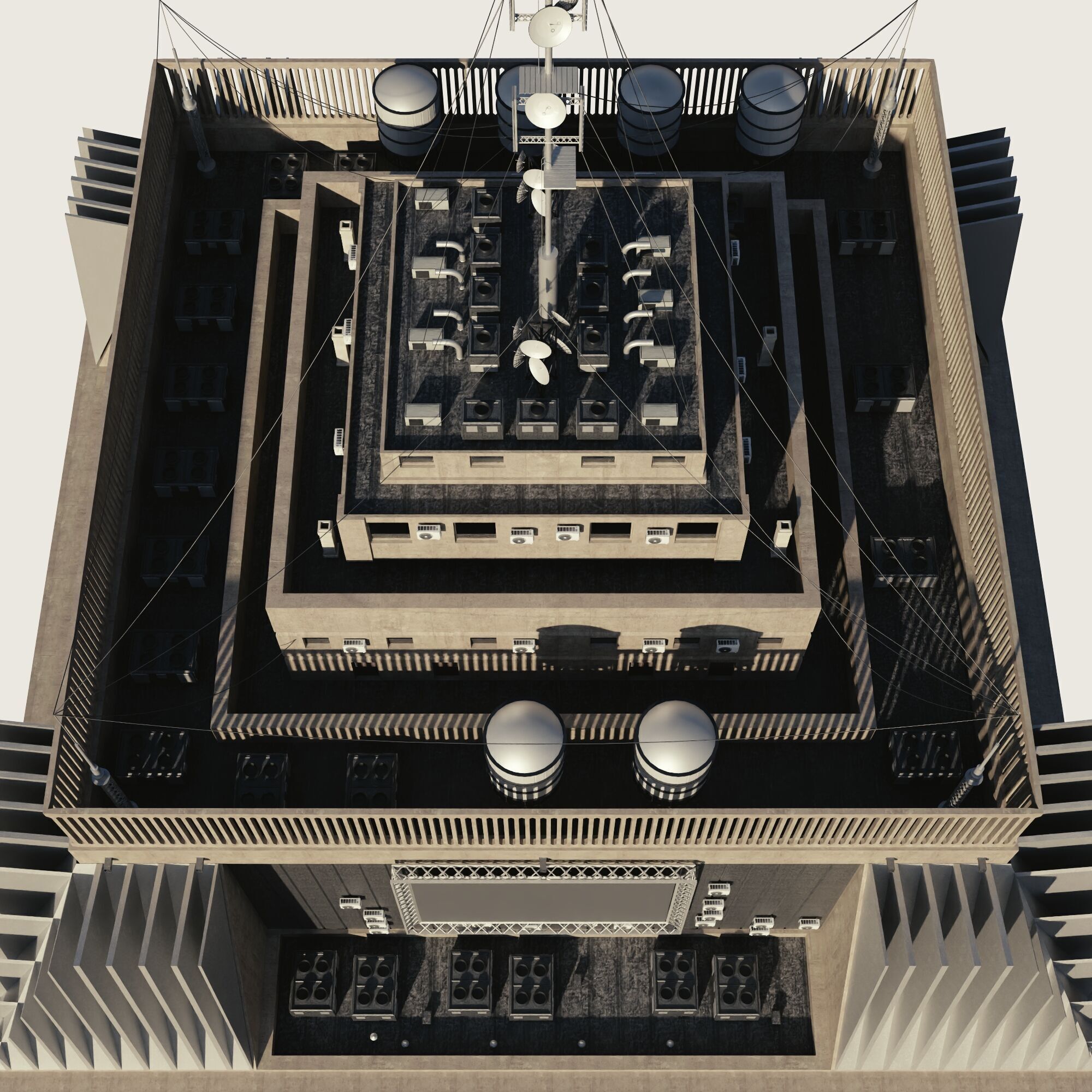 Building Skyscraper City Town Downtown Street Futuristic Utopia Low-poly 3D model_6