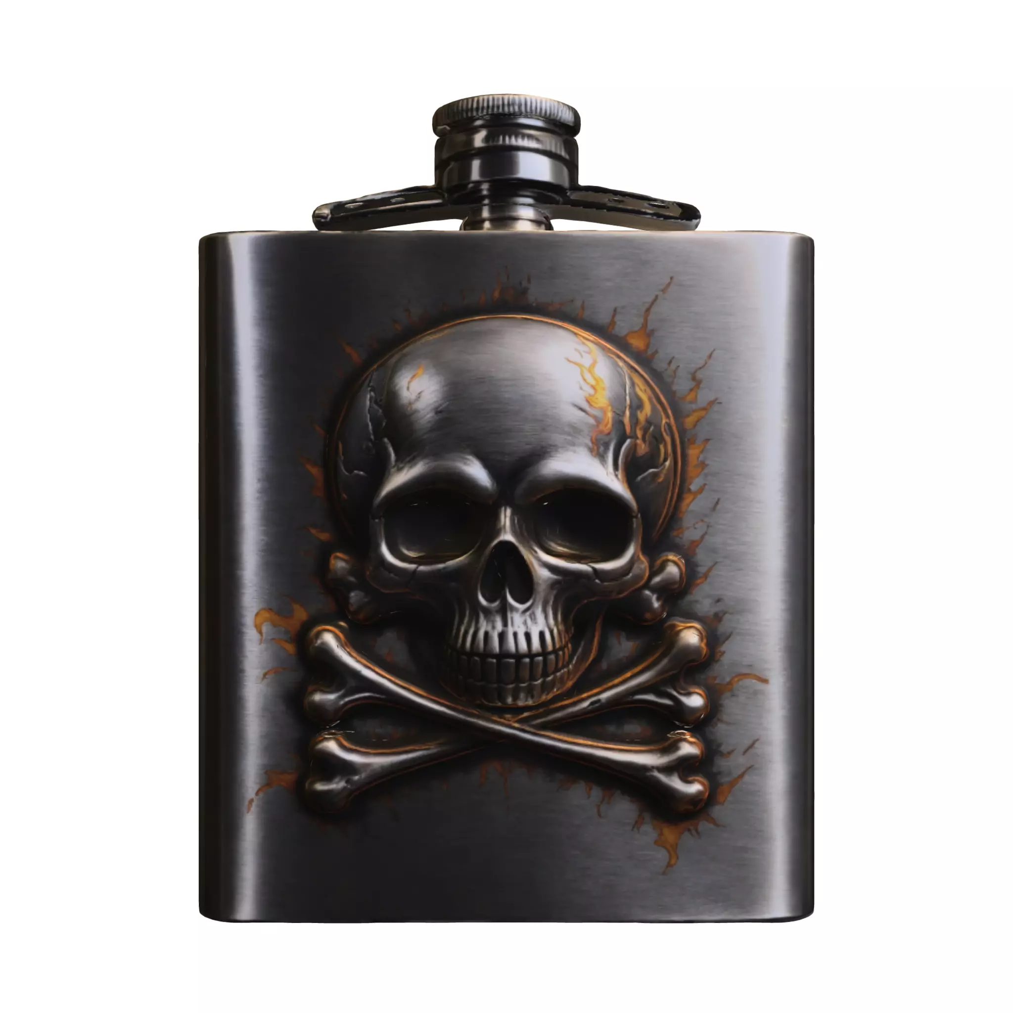 Realistic Skull Metal Flask 3D model_0