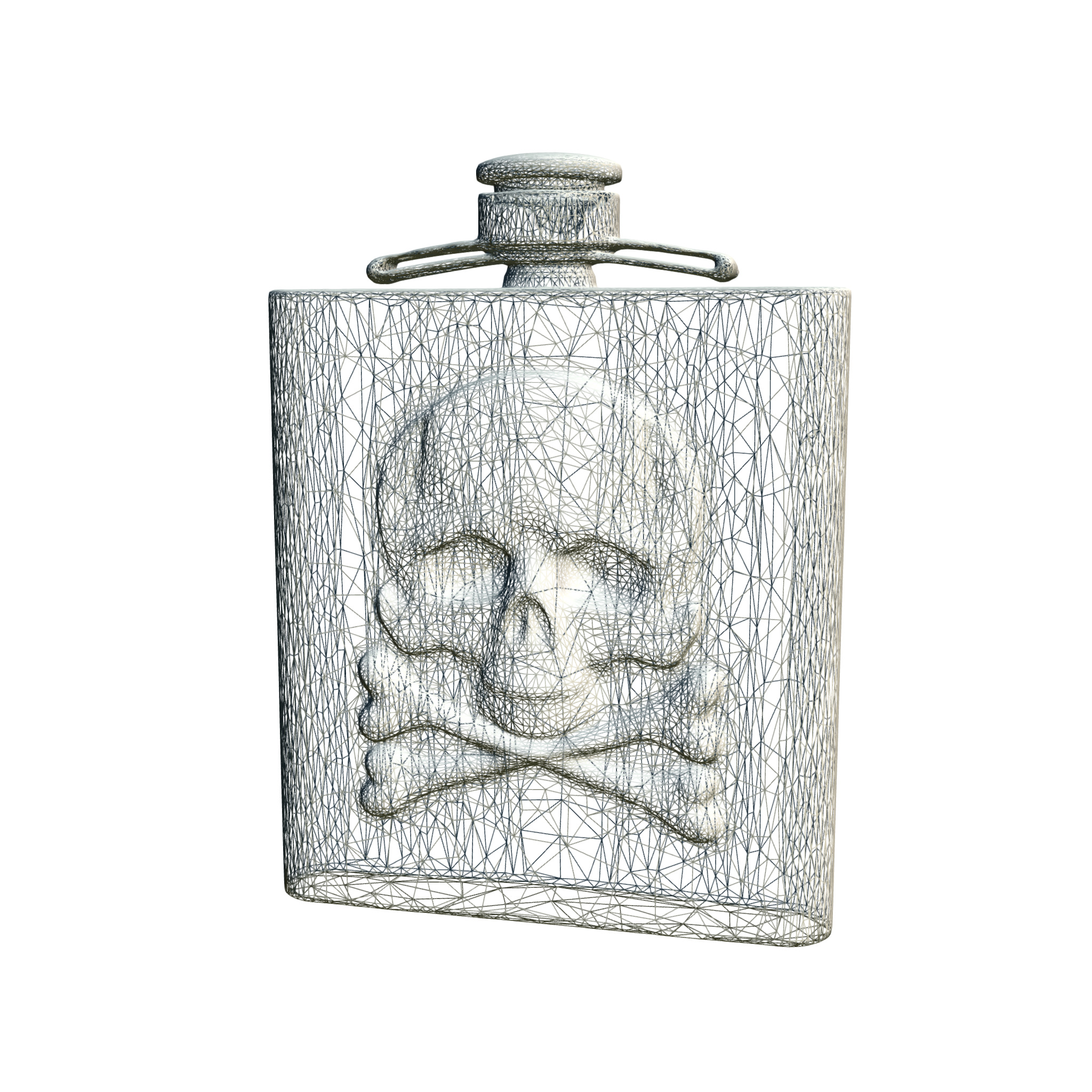 Realistic Skull Metal Flask 3D model_4