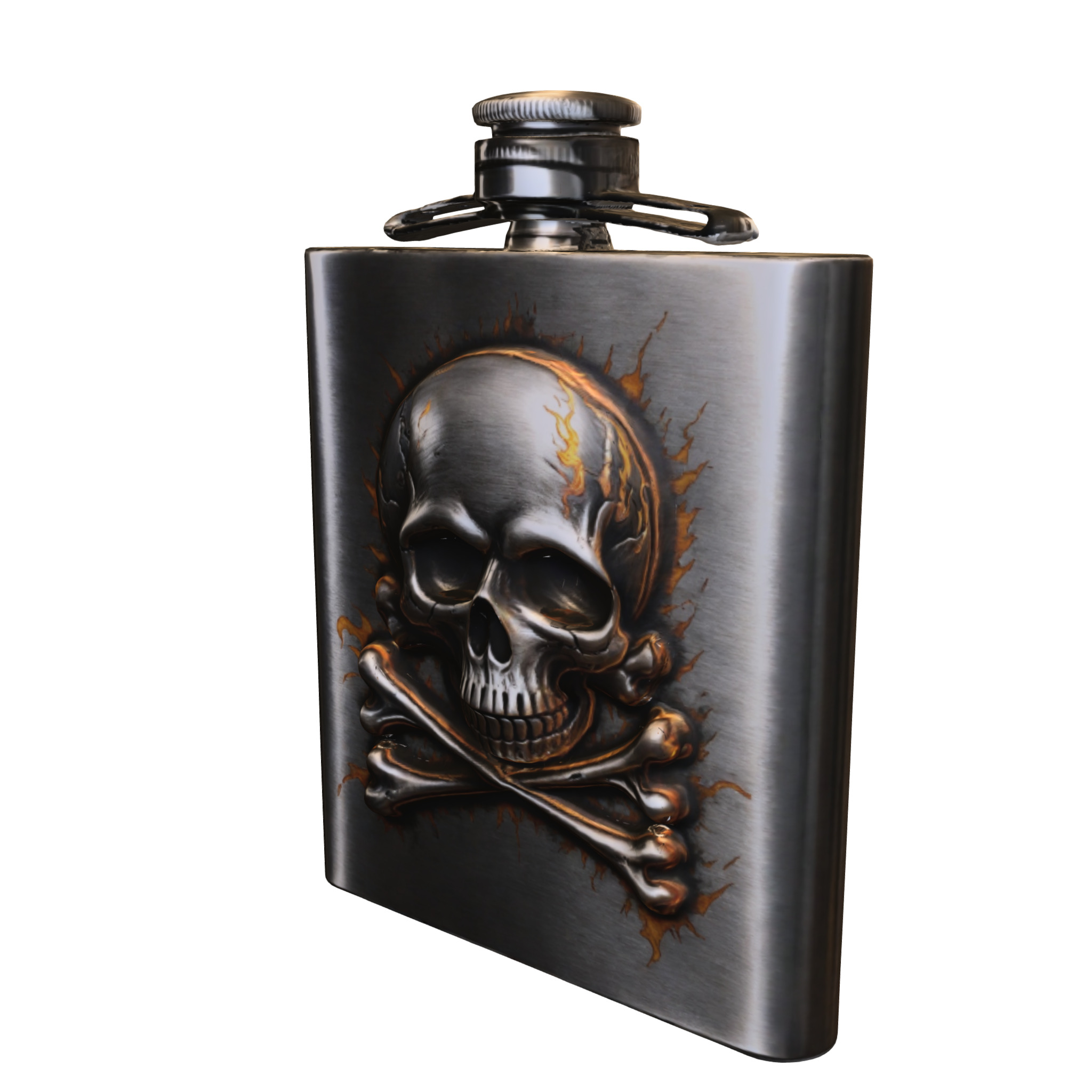 Realistic Skull Metal Flask 3D model_1