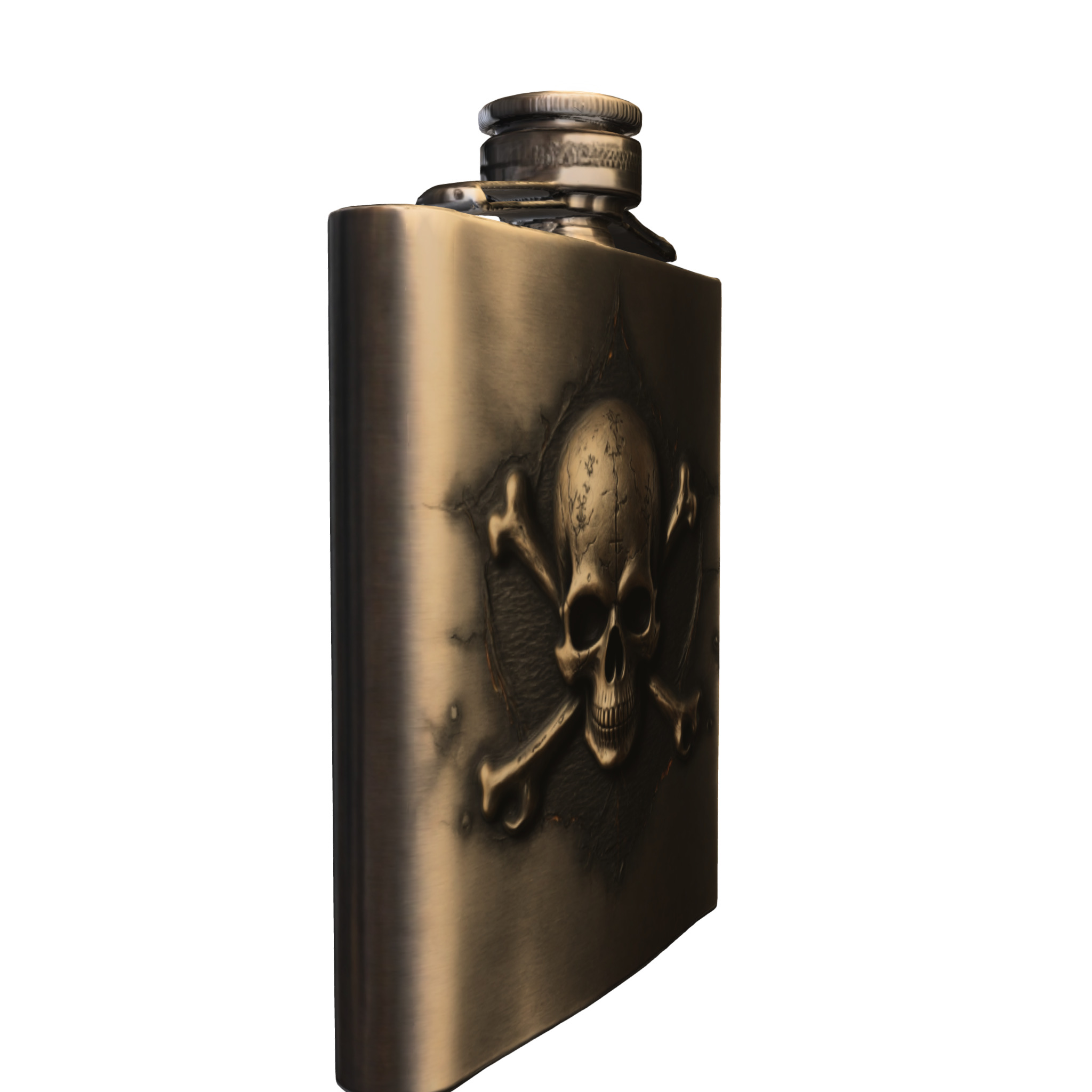 Realistic Skull Metal Flask 3D model_3