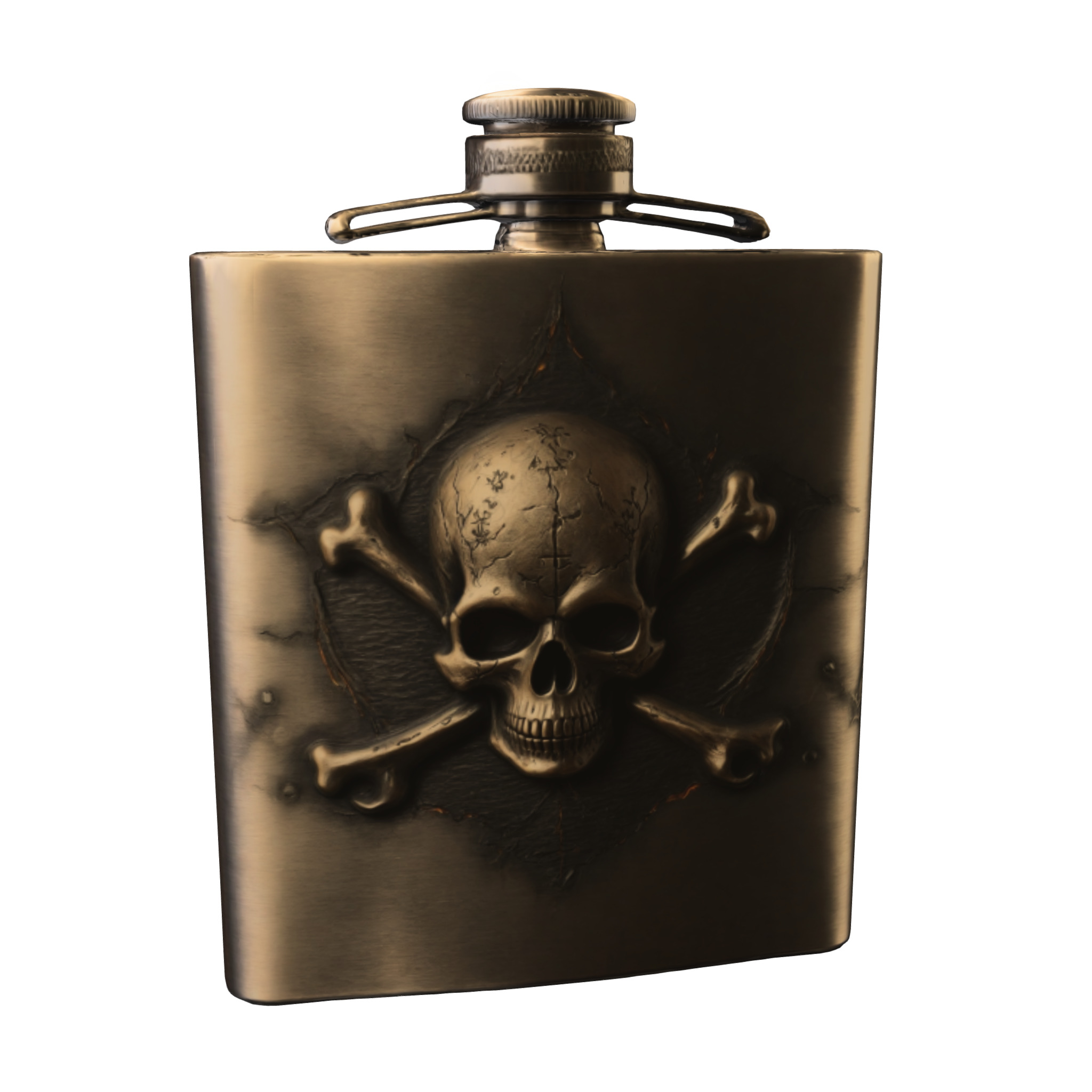 Realistic Skull Metal Flask 3D model_5