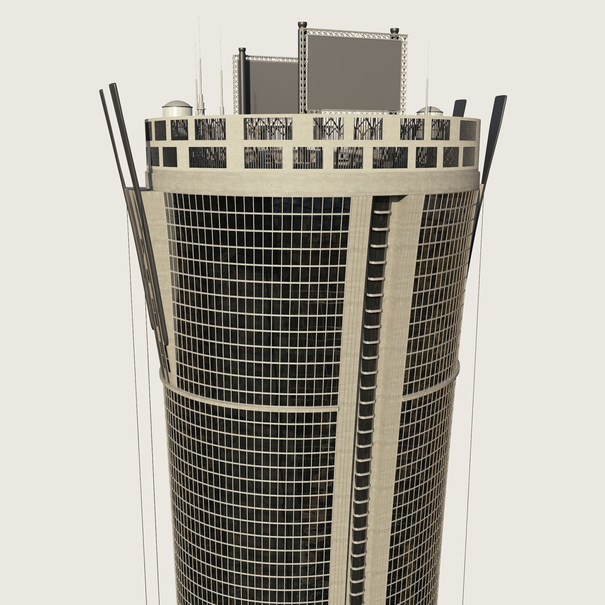 Building Skyscraper City Town Downtown Street Futuristic Utopia Low-poly 3D model_1